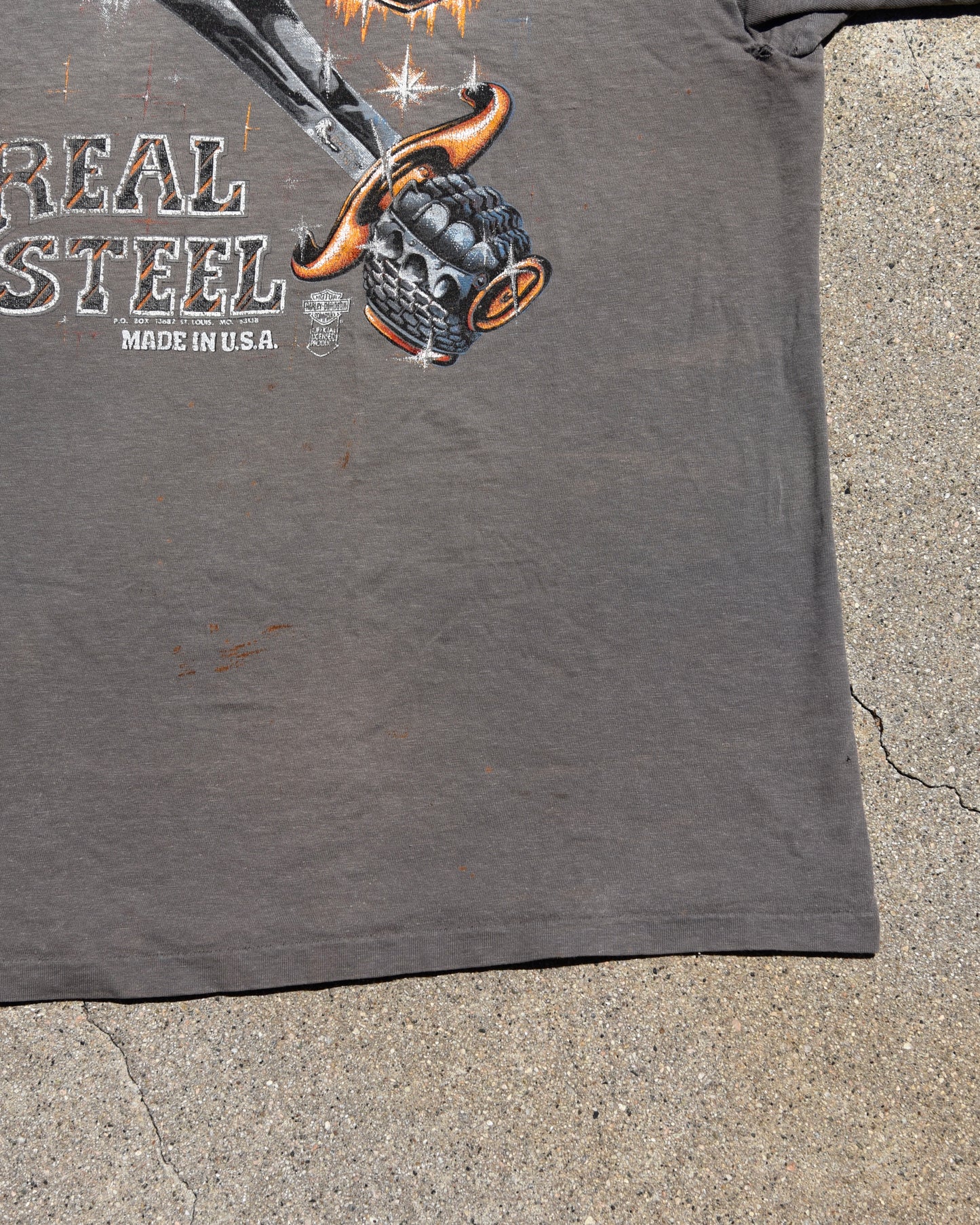 1980s Sun Faded Harley Davidson Real Steel Tshirt