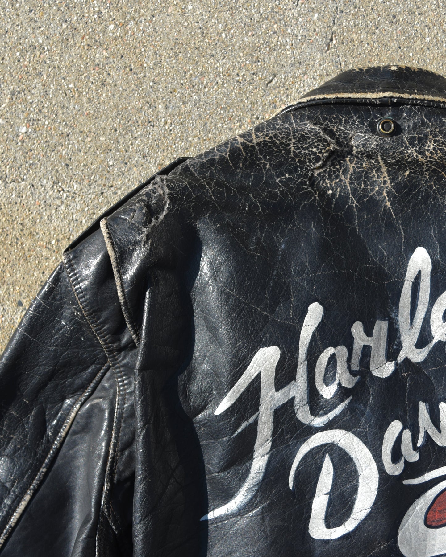 1950s Schott Perfecto Motorcycle Jacket - Hand Painted Harley Davidson