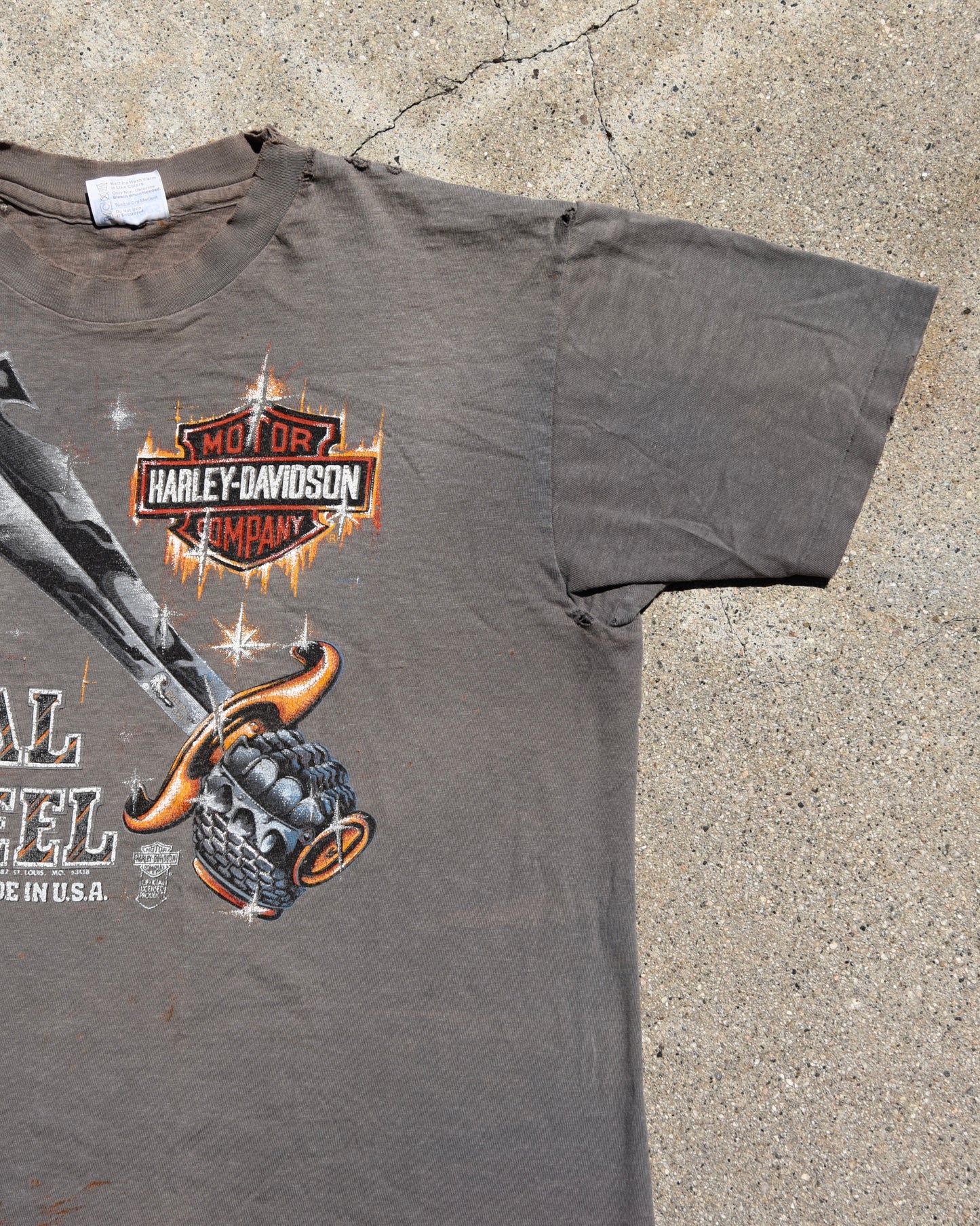 1980s Sun Faded Harley Davidson Real Steel Tshirt