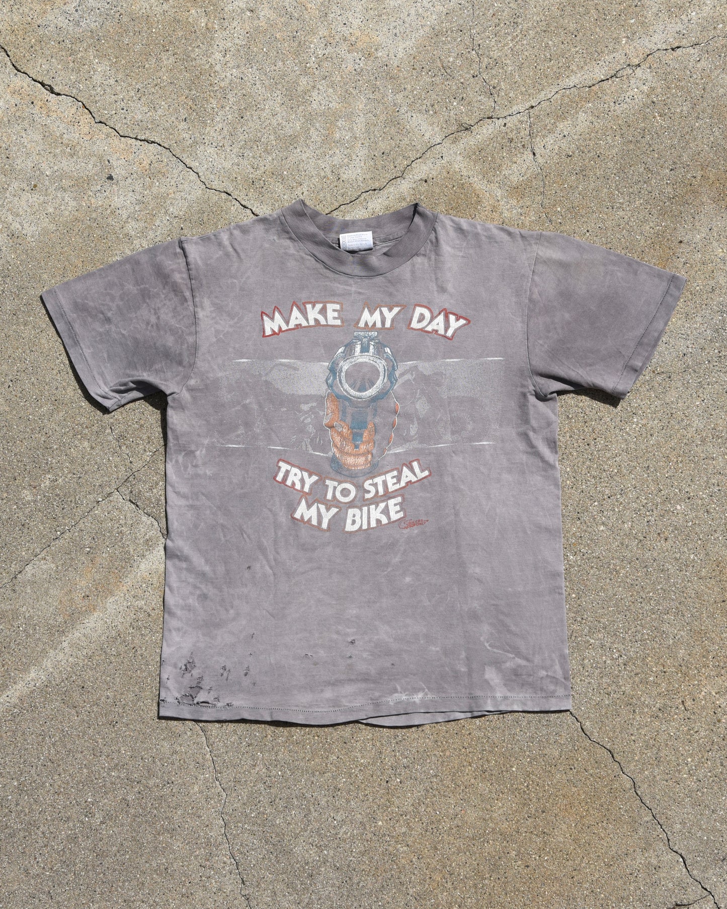 1980s Sun Faded Harley Davidson Make My Day Tshirt
