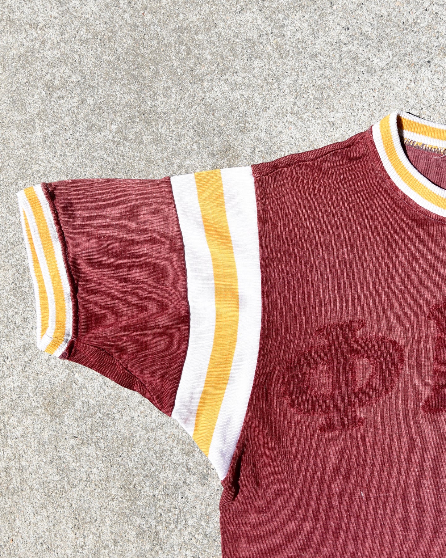 1960s Russell Southern Durene Jersey Fraternity M Sun Faded Ringer