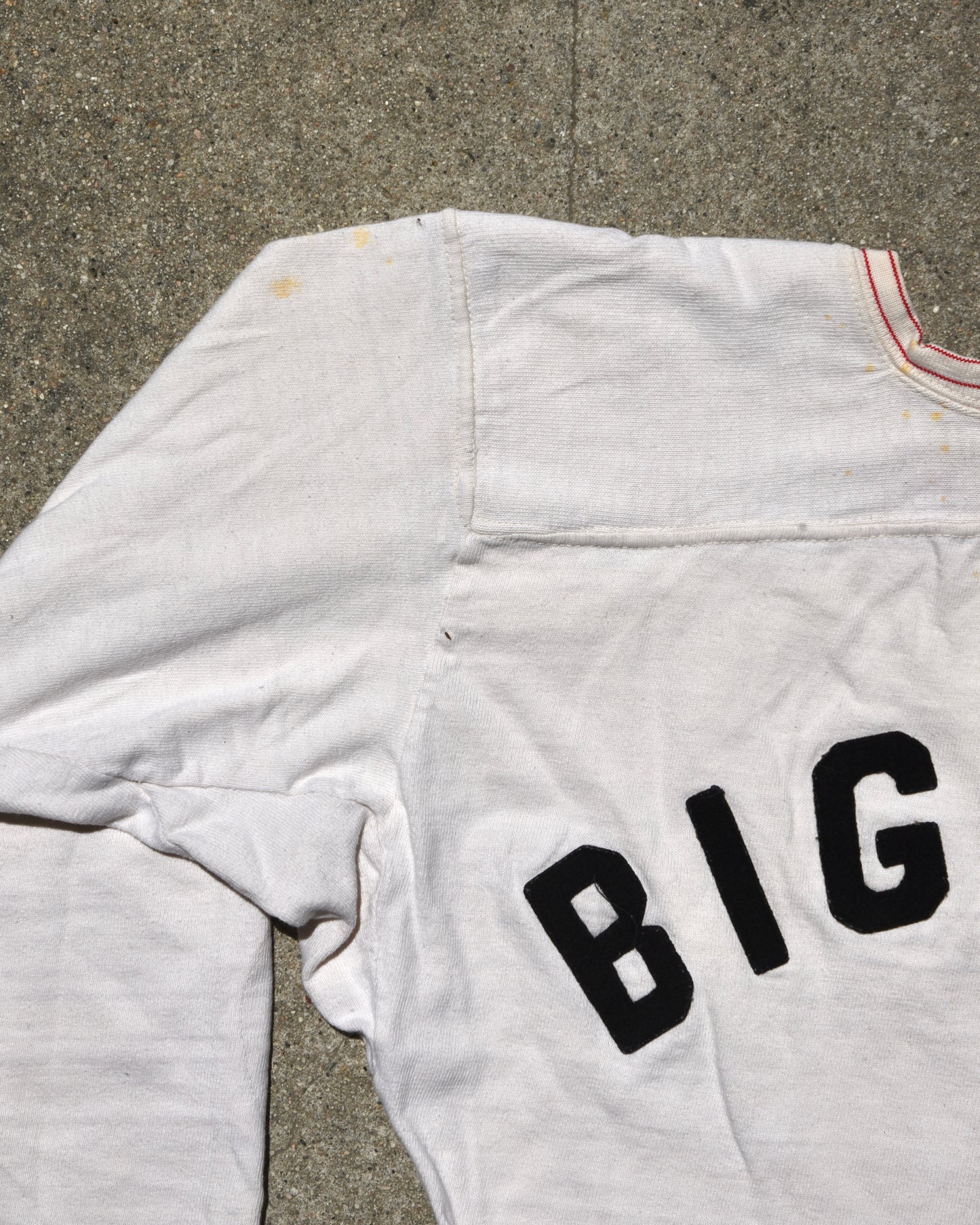 1960s Barons Big Red White Football Jersey Distressed Size Medium