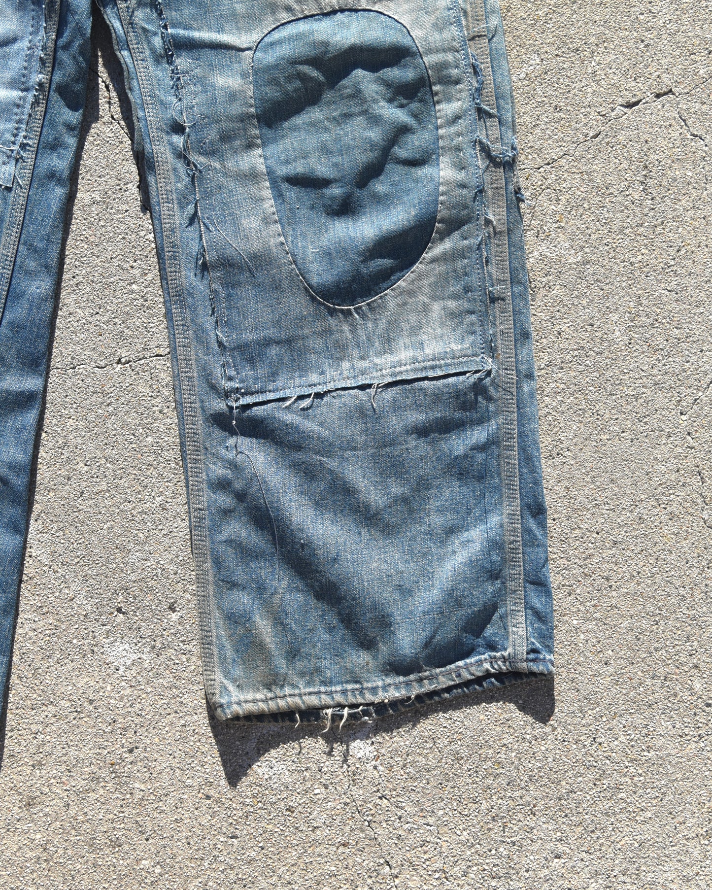 1940s Faded and Repaired Buckleback Denim
