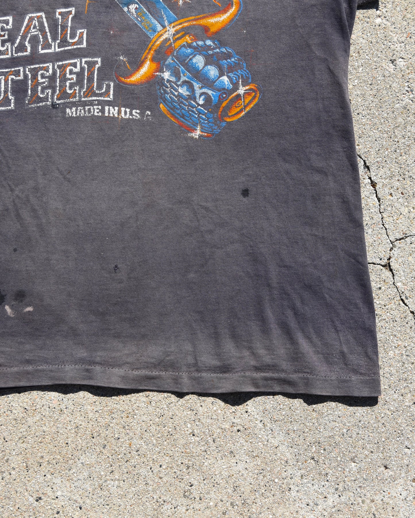 1980s Thrashed and Faded Harley Davidson Real Steel Tshirt