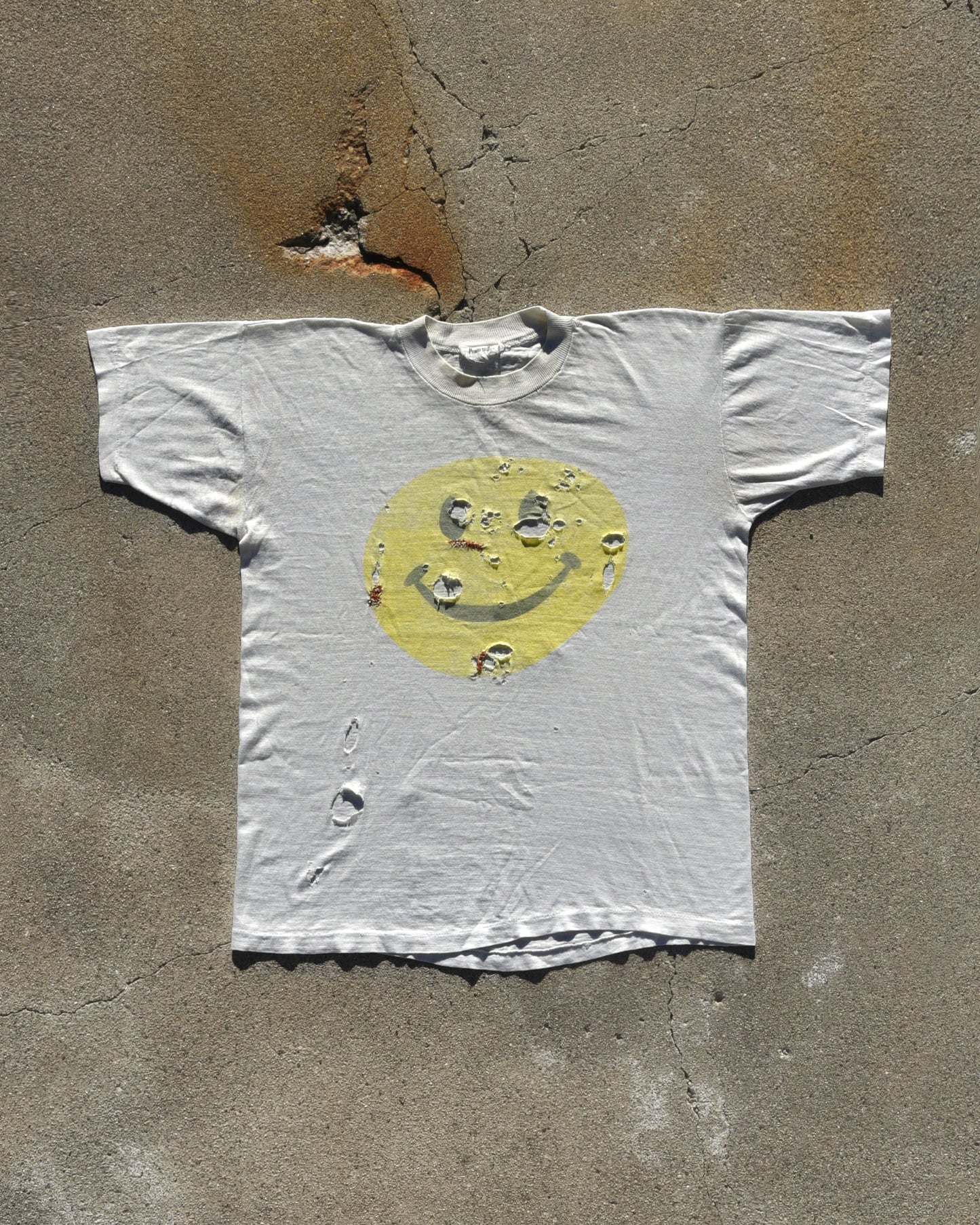 1980s Thrashed and Repaired Smiley Face Tshirt