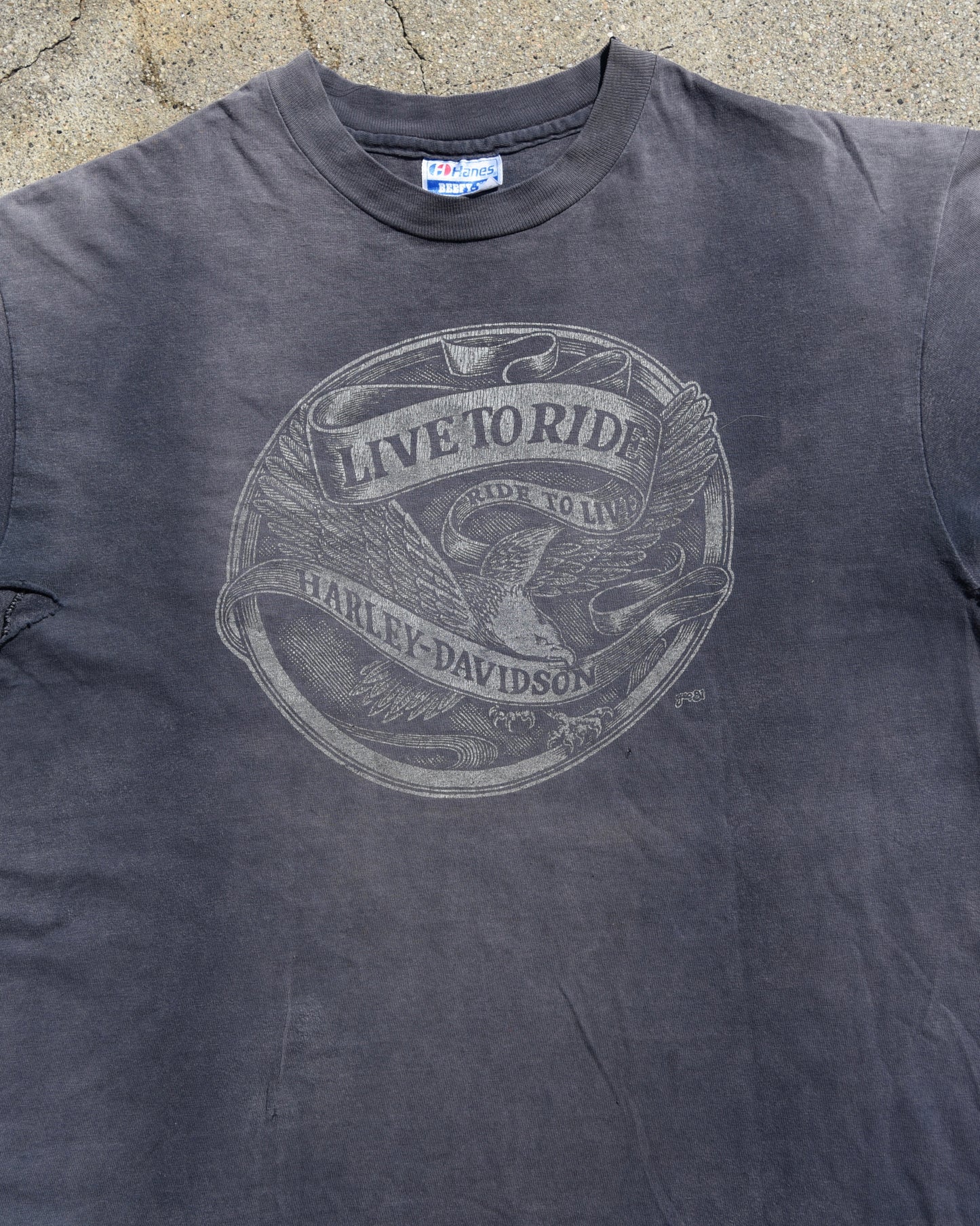 1980s Sun Faded Live To Ride Harley Davidson Tshirt