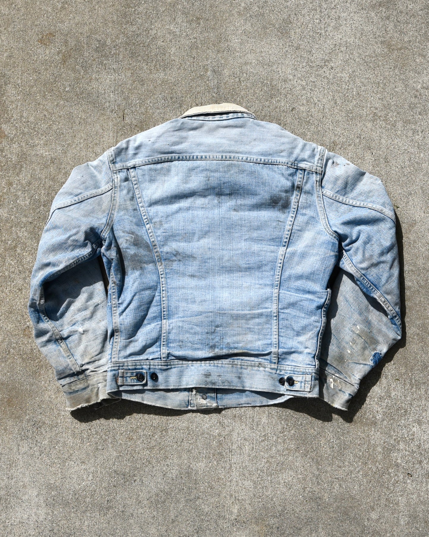 1970s Lee Storm Rider Wool Lined Denim Jacket Union Made Thrashed