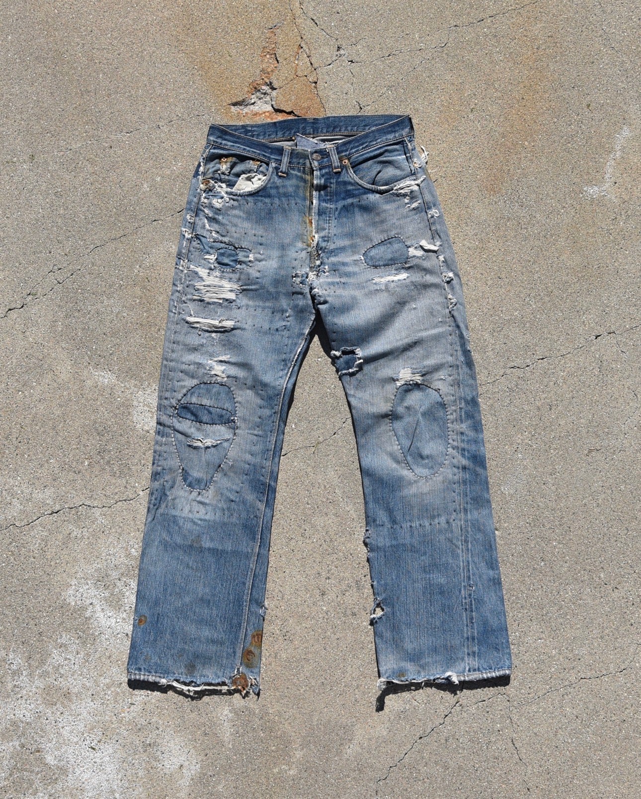 1950s Levi’s 501xx Selvedge Denim Thrashed and Repaired