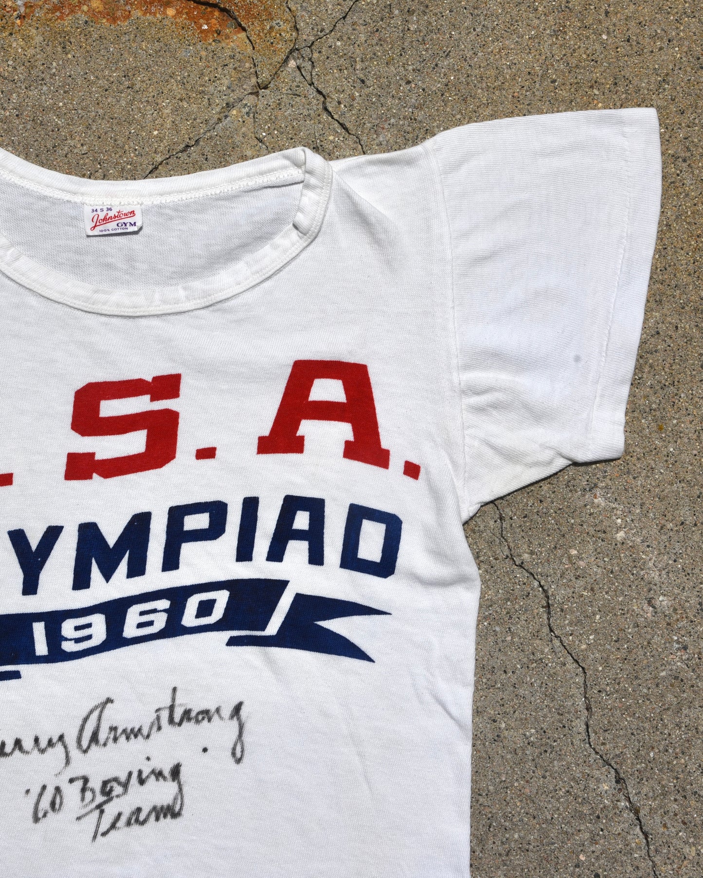 1960s USA Olympiad Tshirt - Worn & Signed by Jerry Armstrong