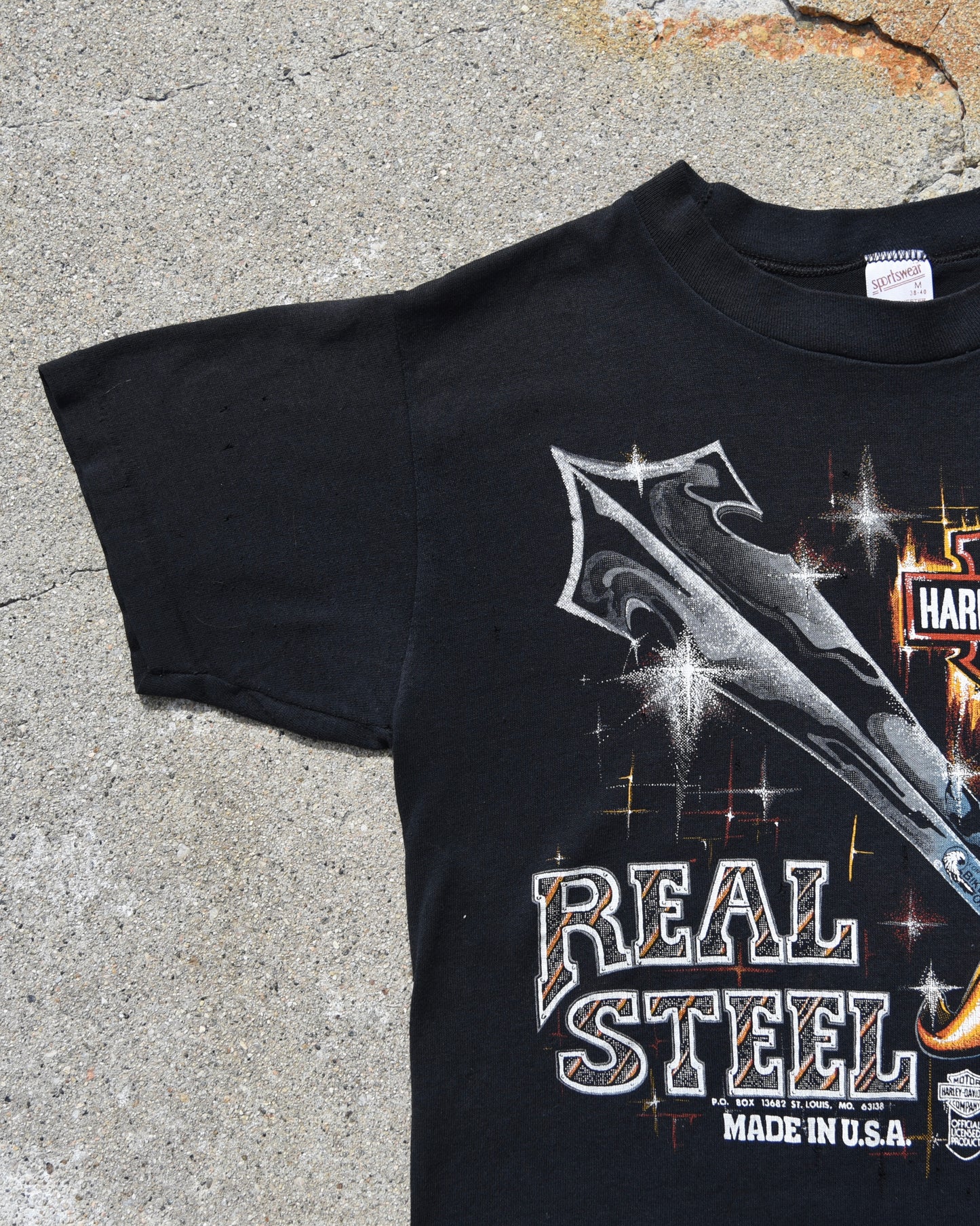 1980s Thrashed Harley Davidson Real Steel Tshirt