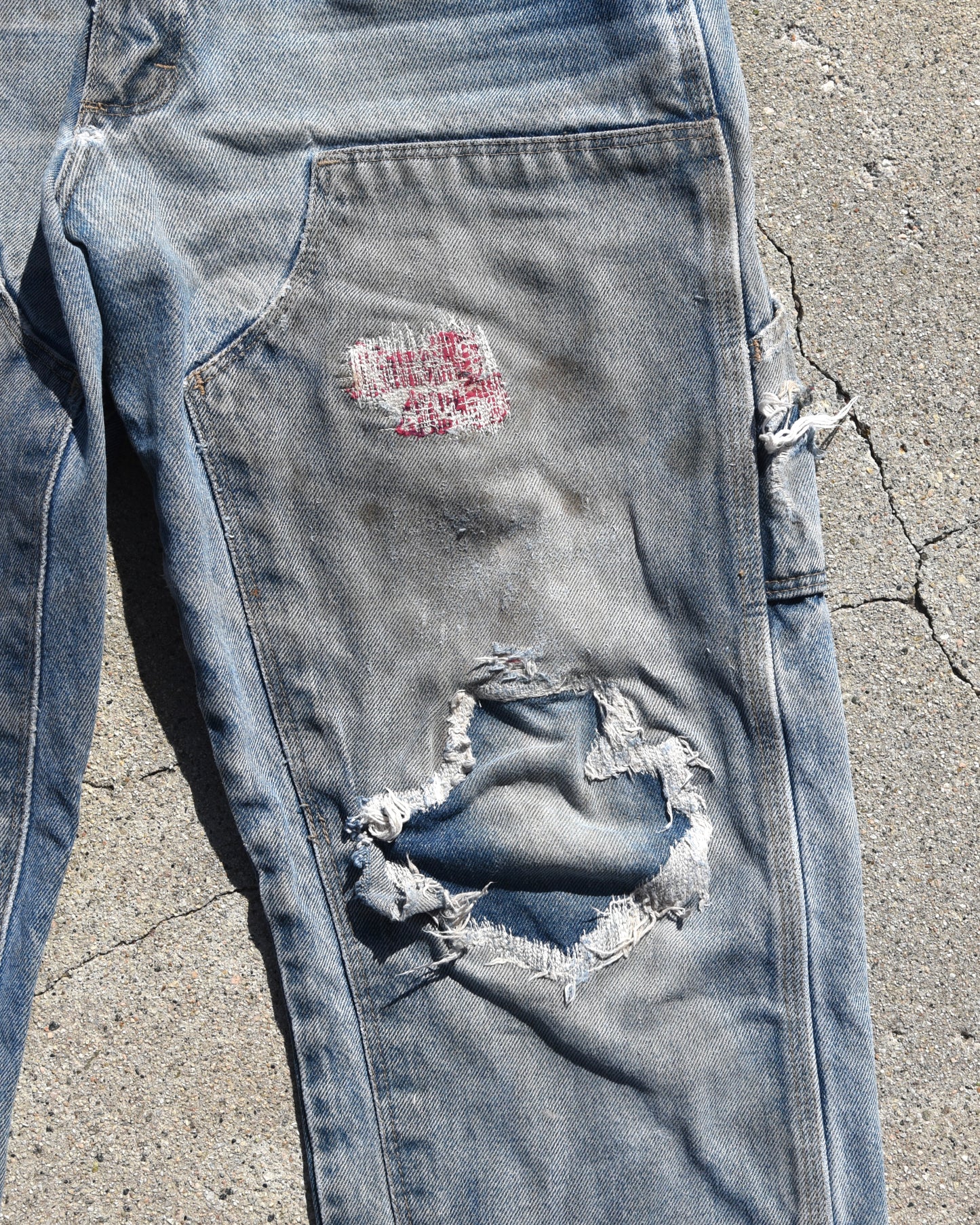1990s Faded and Repaired Wrangler Double Knee Denim Jeans