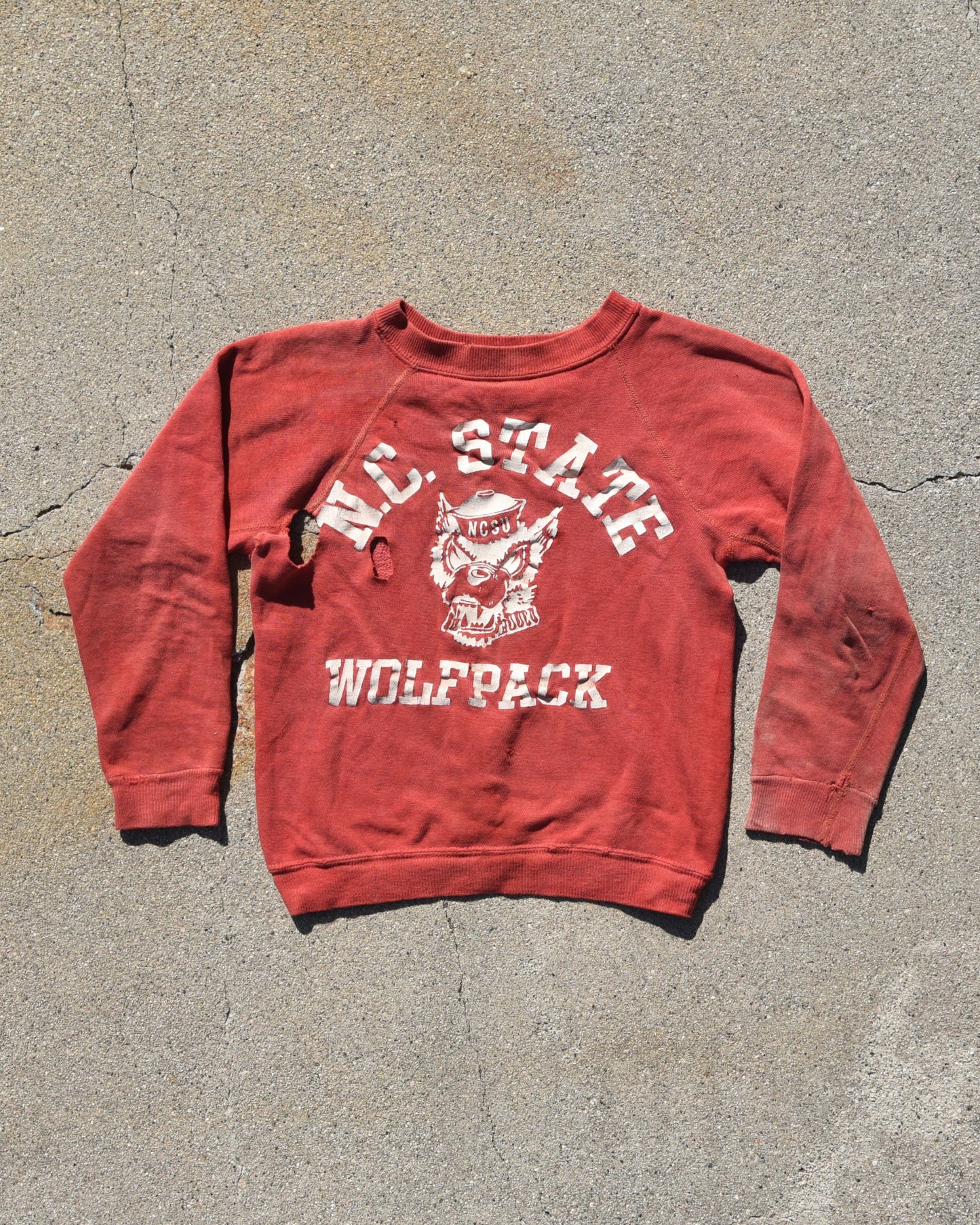 1950s N.C. State University Wolf Pack Sweatshirt Faded Youth