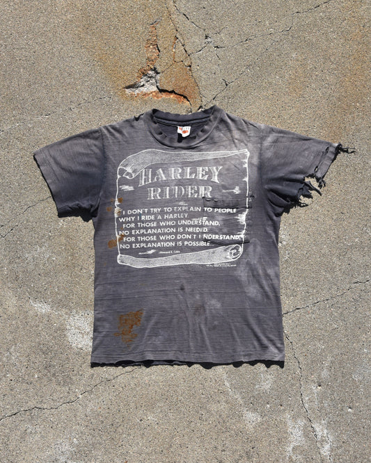 1980s Thrashed and Sun Faded Harley Rider Tshirt