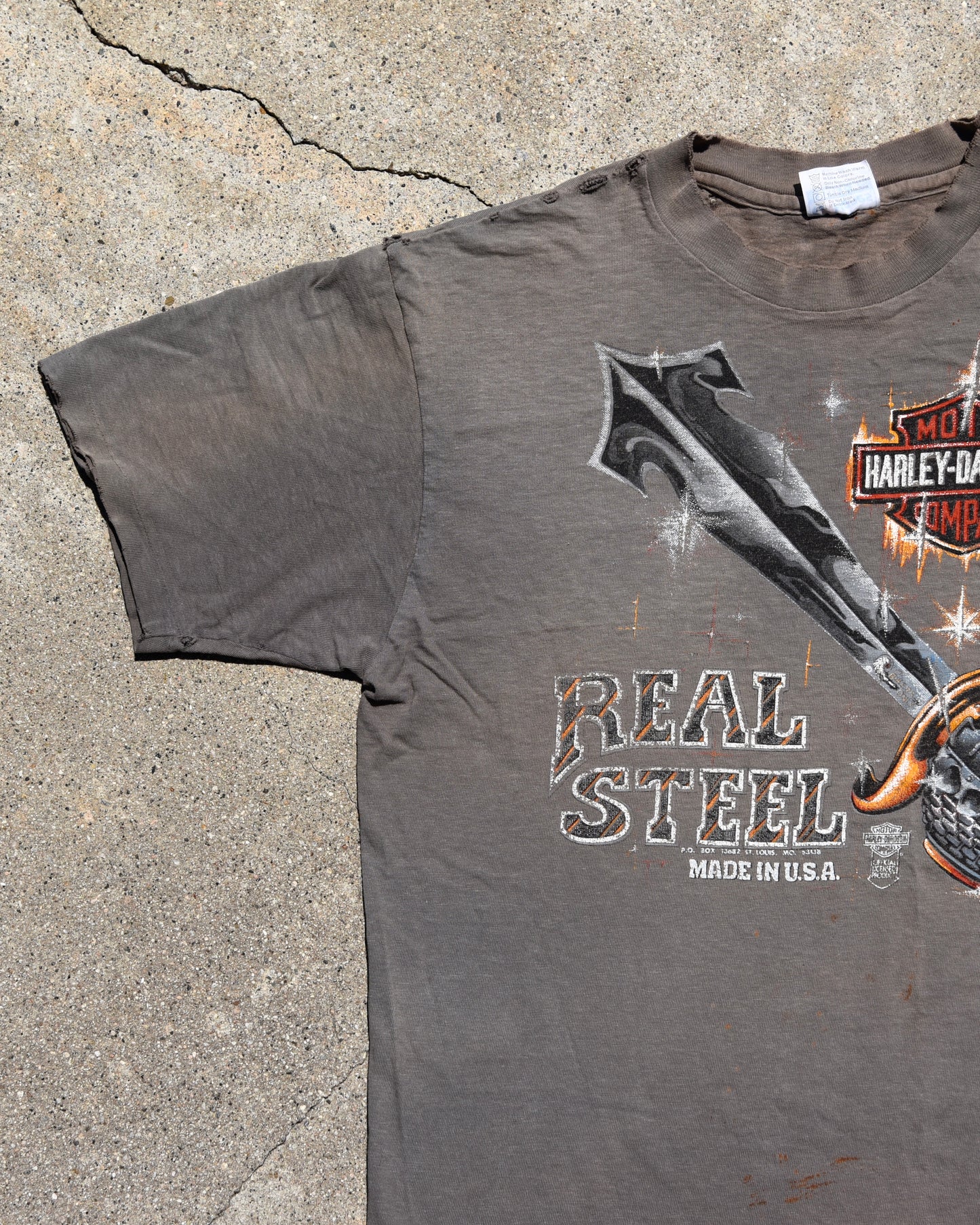 1980s Sun Faded Harley Davidson Real Steel Tshirt