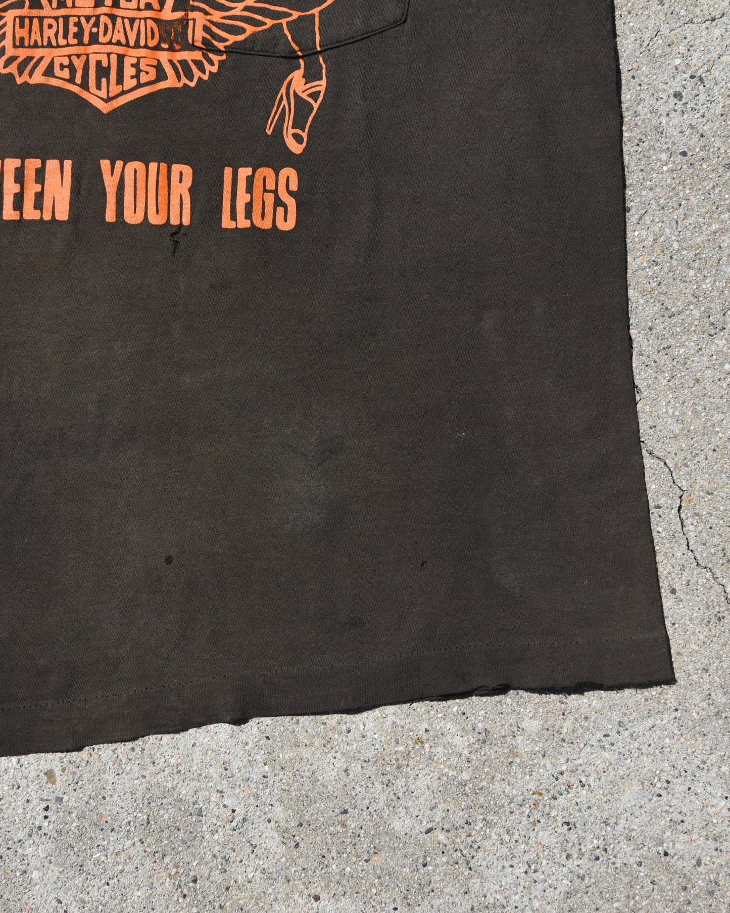1980s Put Something Exciting Between Your Legs Harley Davidson Tshirt