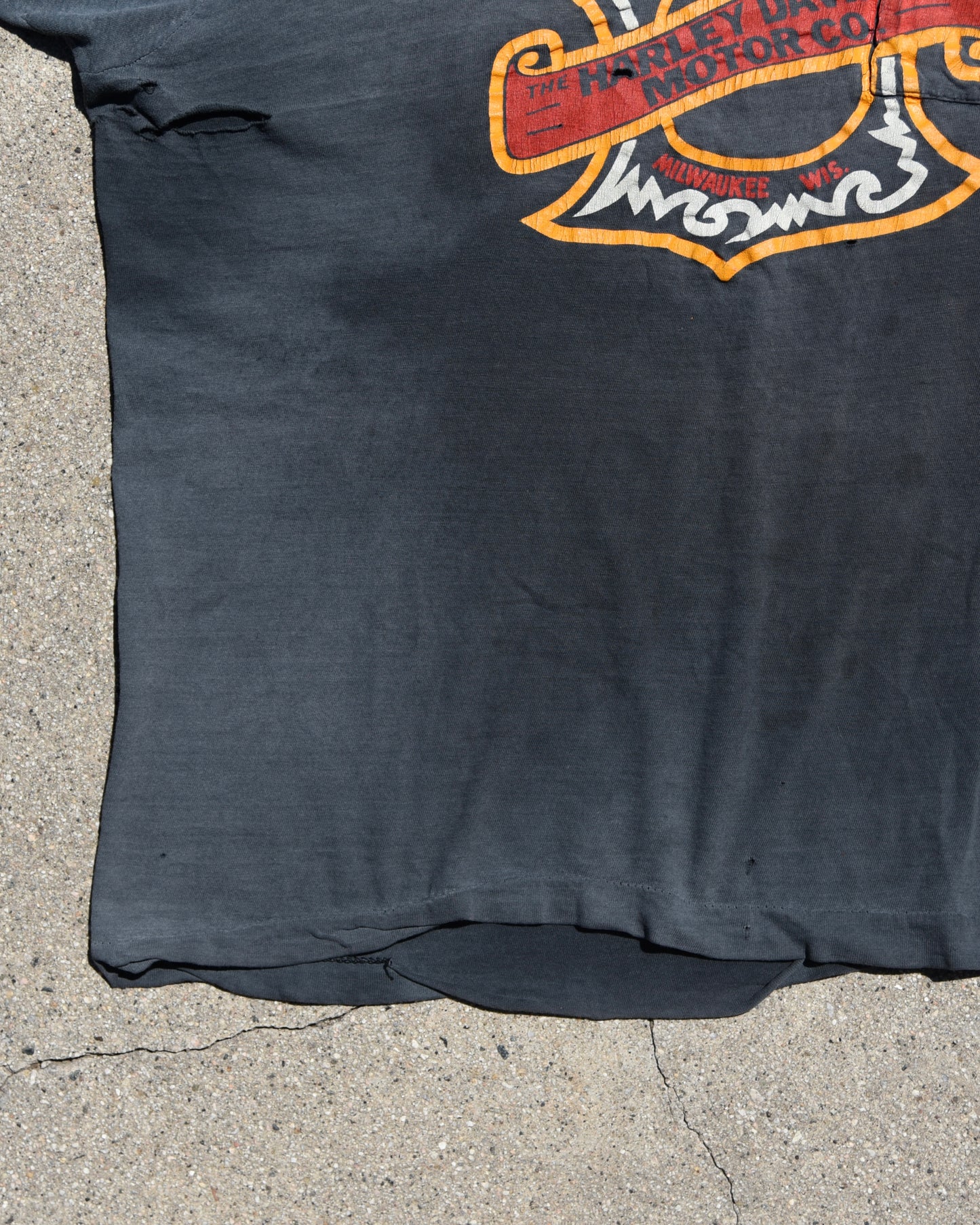 1970s Sun Faded Harley Davidson Pocket Tshirt