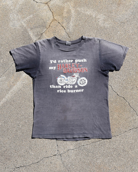 1980s Sun Faded I’d Rather Push My Harley Tshirt
