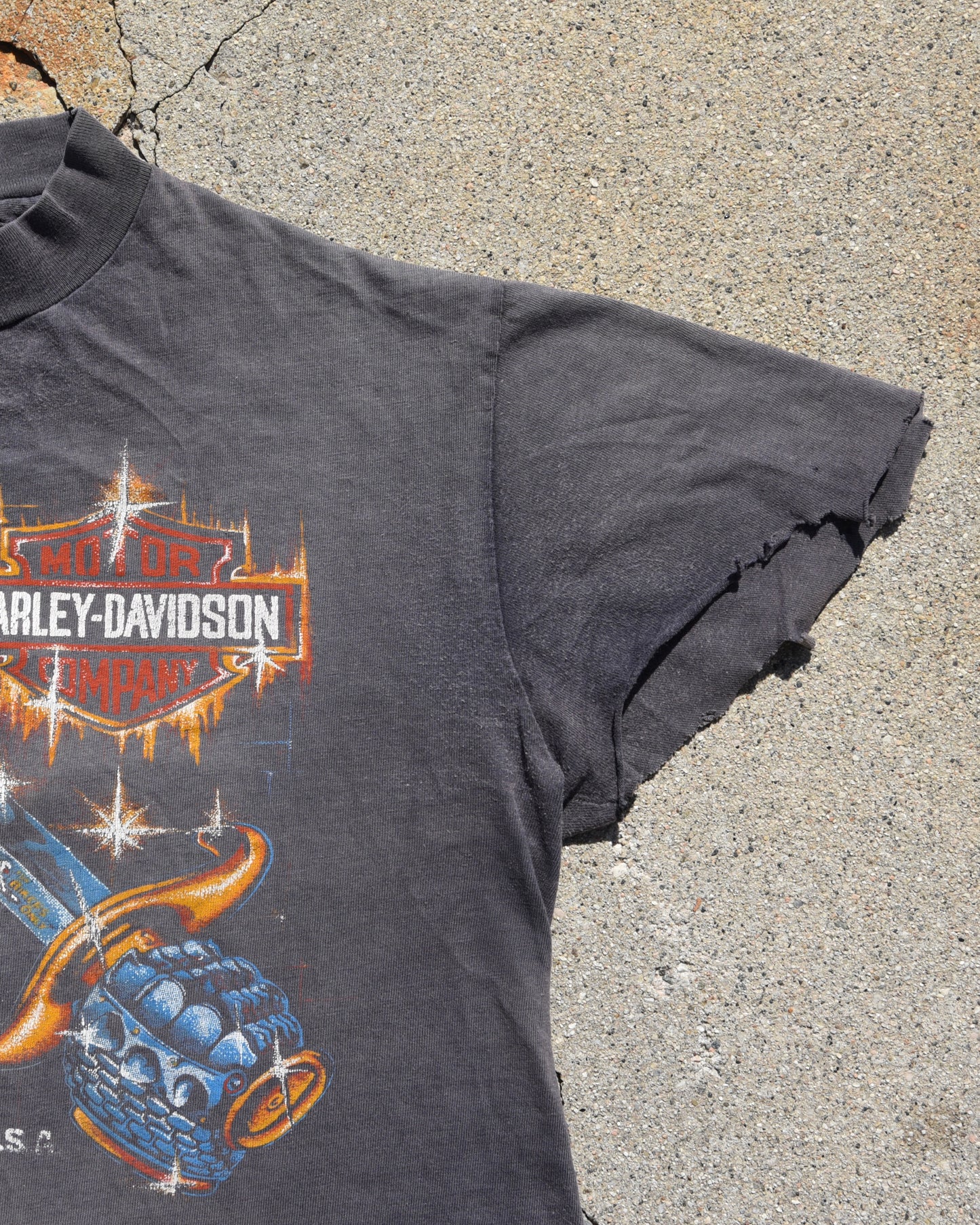 1980s Thrashed and Faded Harley Davidson Real Steel Tshirt