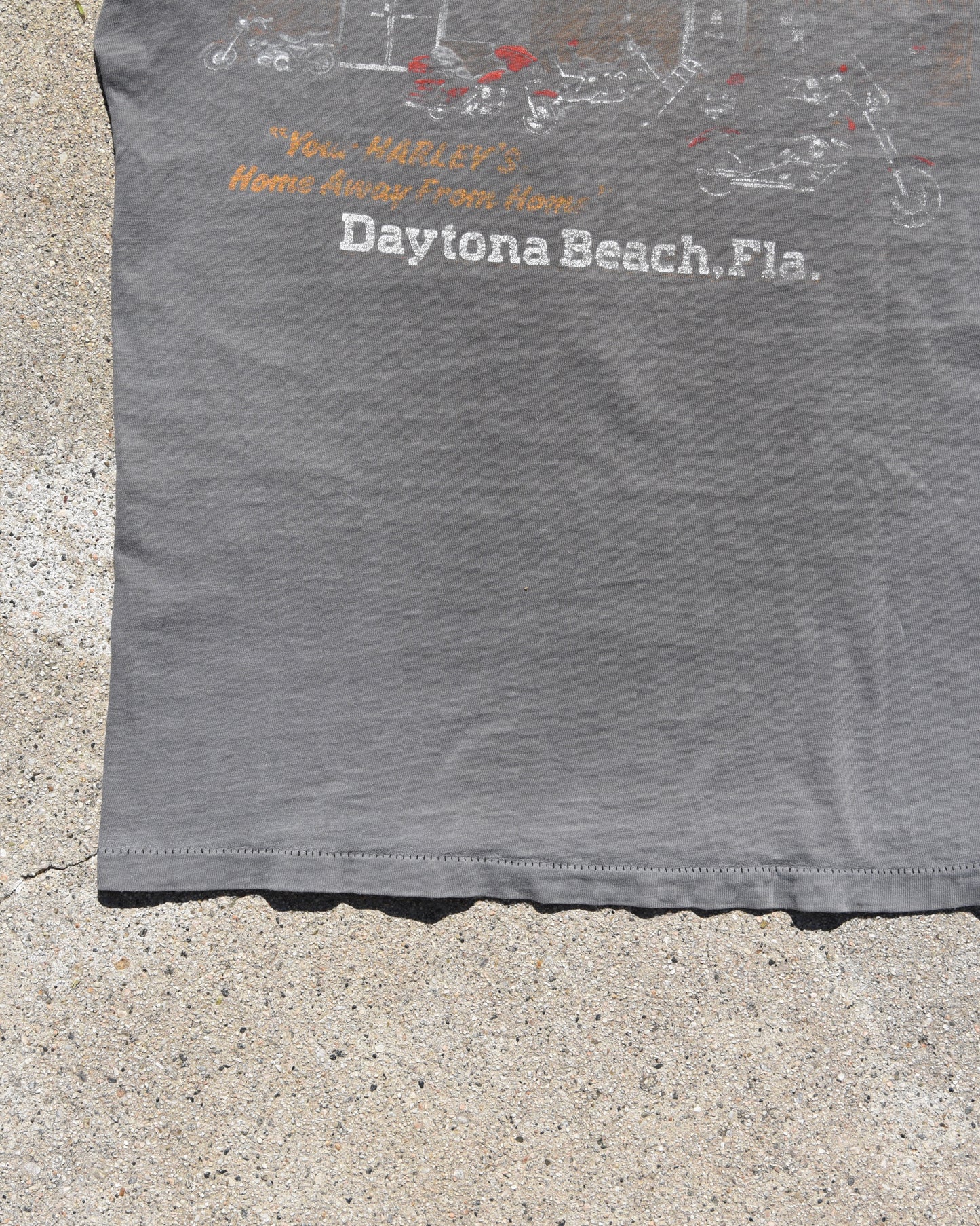1980s Thrashed and Sun Faded Cutoff Harley Tshirt