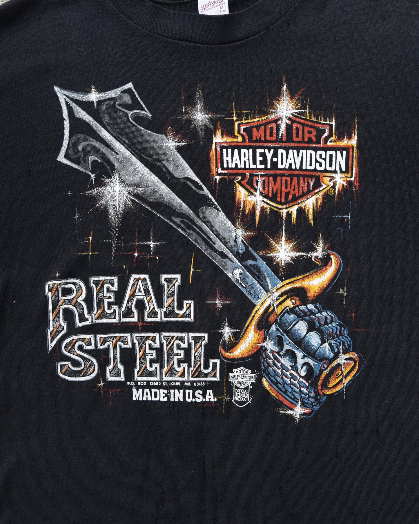 1980s Thrashed Harley Davidson Real Steel Tshirt