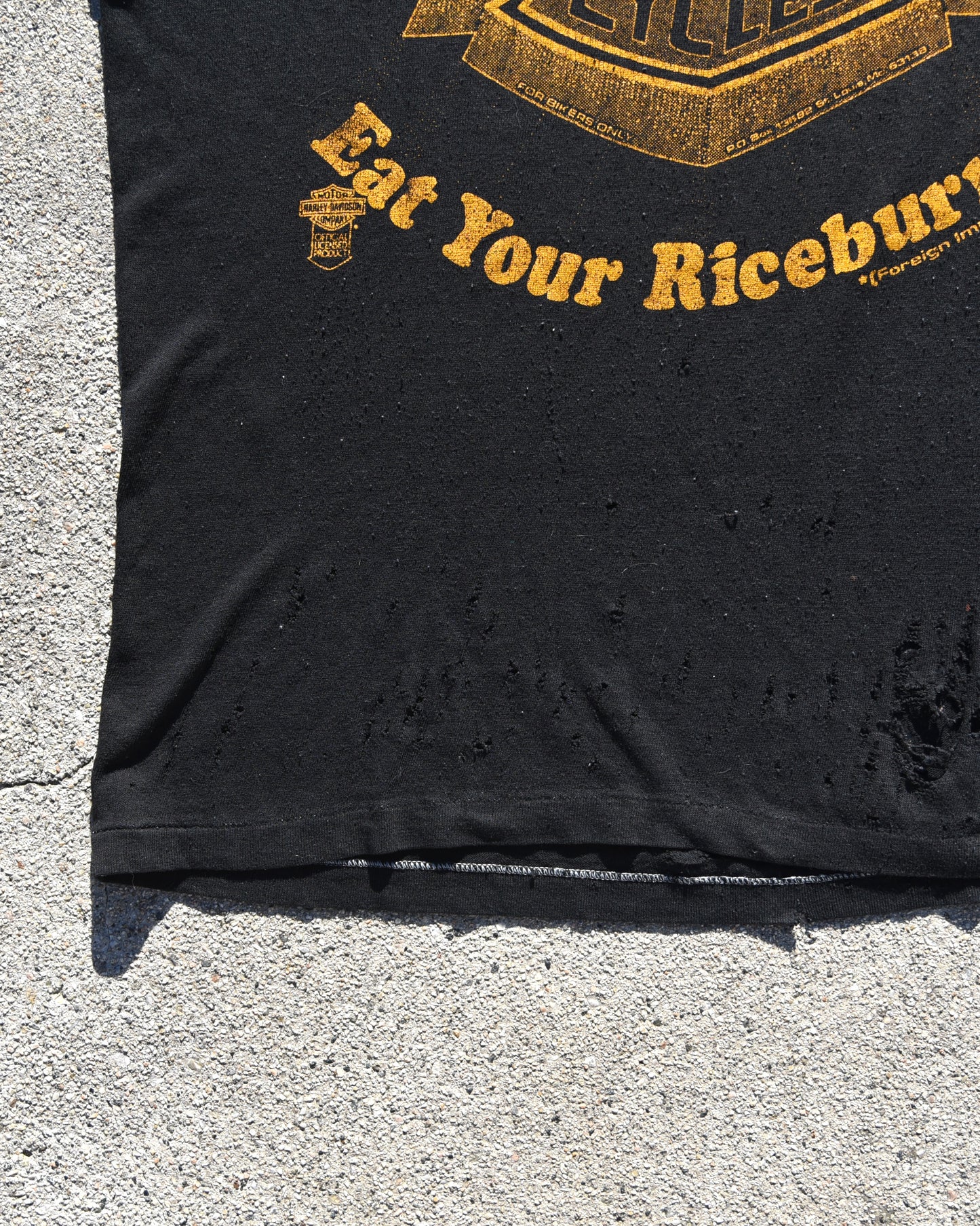 1970s Harley Davidson Eat Your Riceburner Tshirt