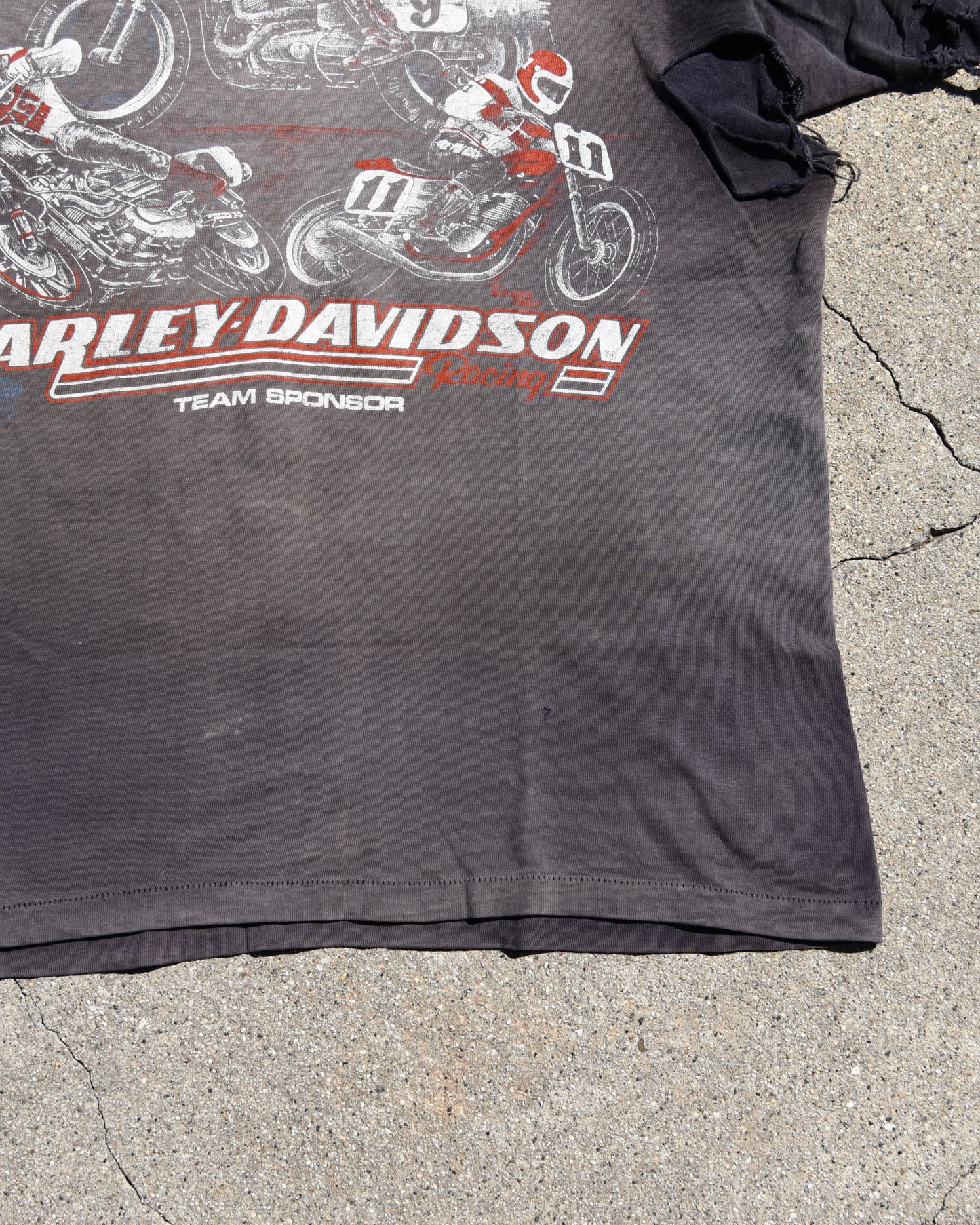 1980s Sun Faded Harley Davidson Team Sponsor Tshirt