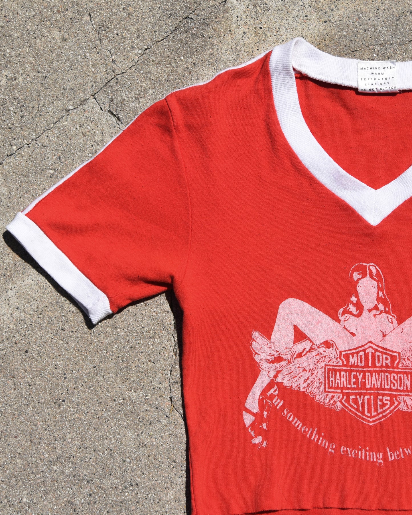 1970s Put Something Exciting Between Your Legs Harley Cropped Tshirt