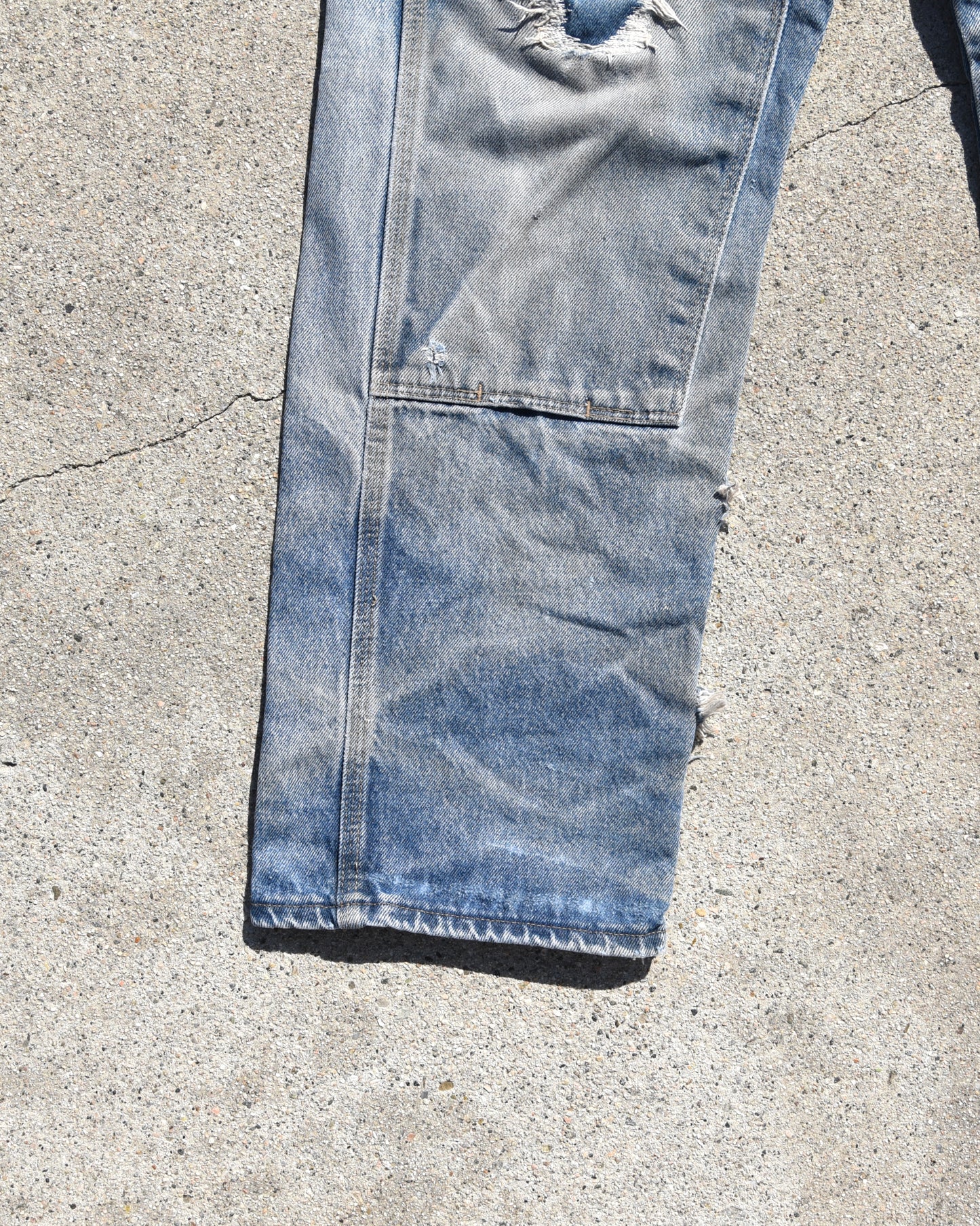 1990s Faded and Repaired Wrangler Double Knee Denim Jeans