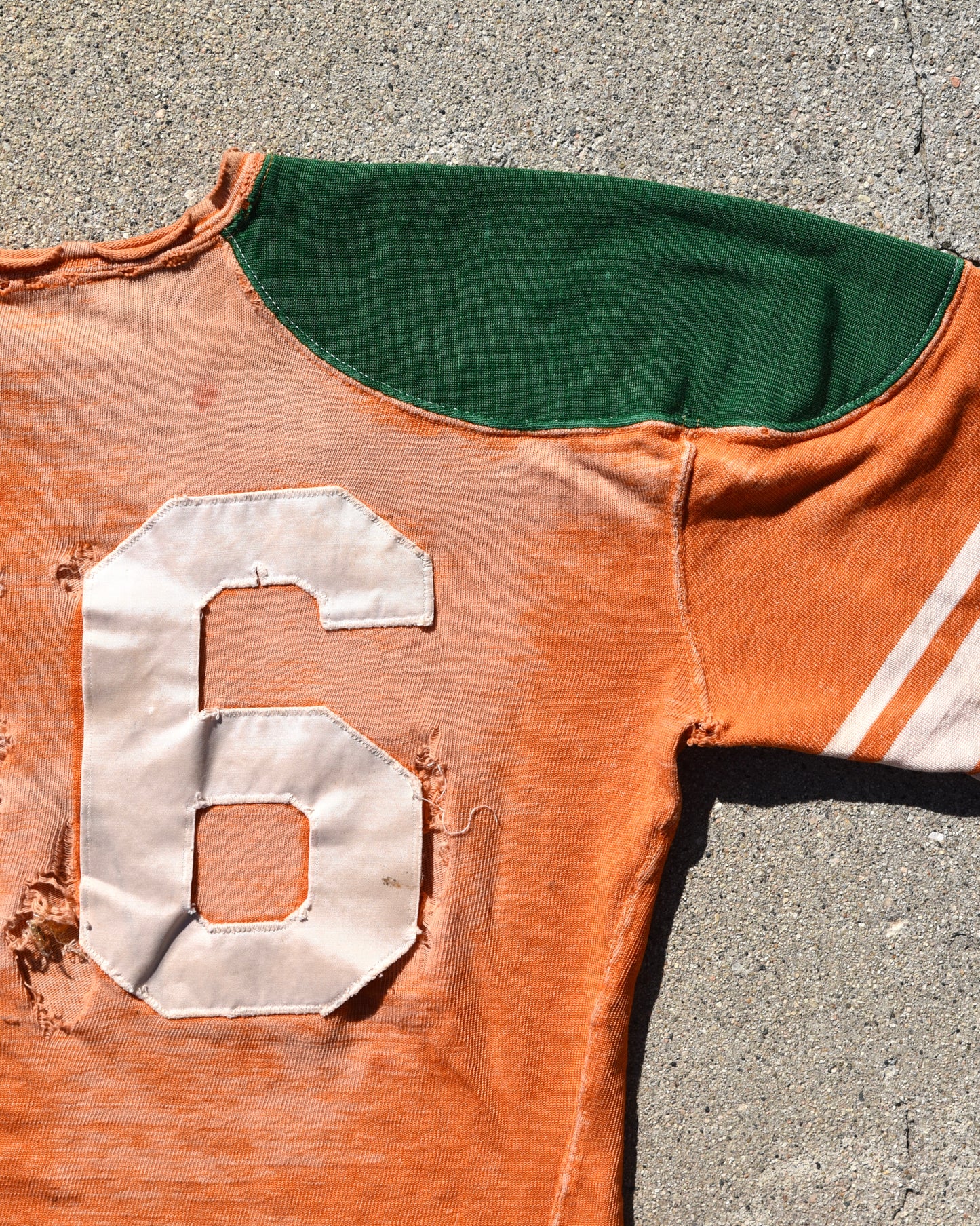 1950s Thrashed Sun Faded Rawlings Durene Two Tone Football Jersey