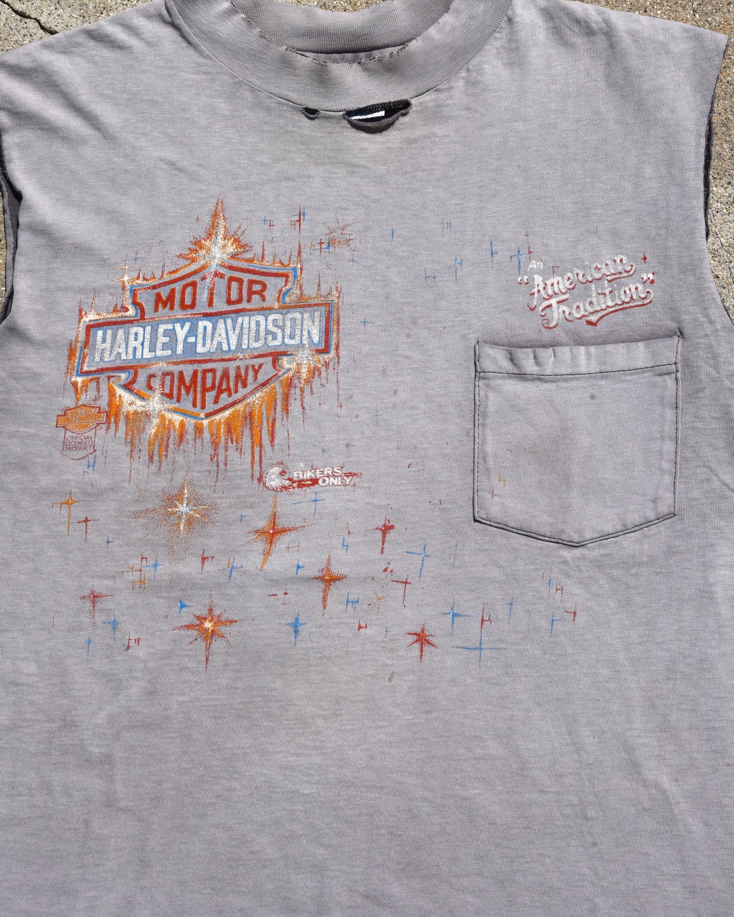 1980s Faded Shining Emblem Harley Cutoff Tshirt