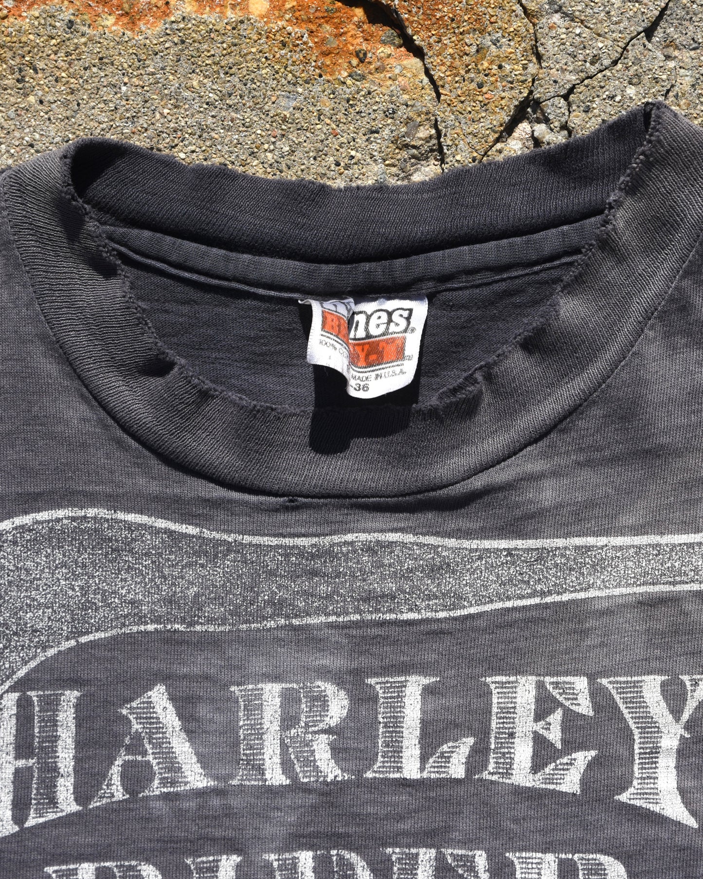 1980s Thrashed and Sun Faded Harley Rider Tshirt