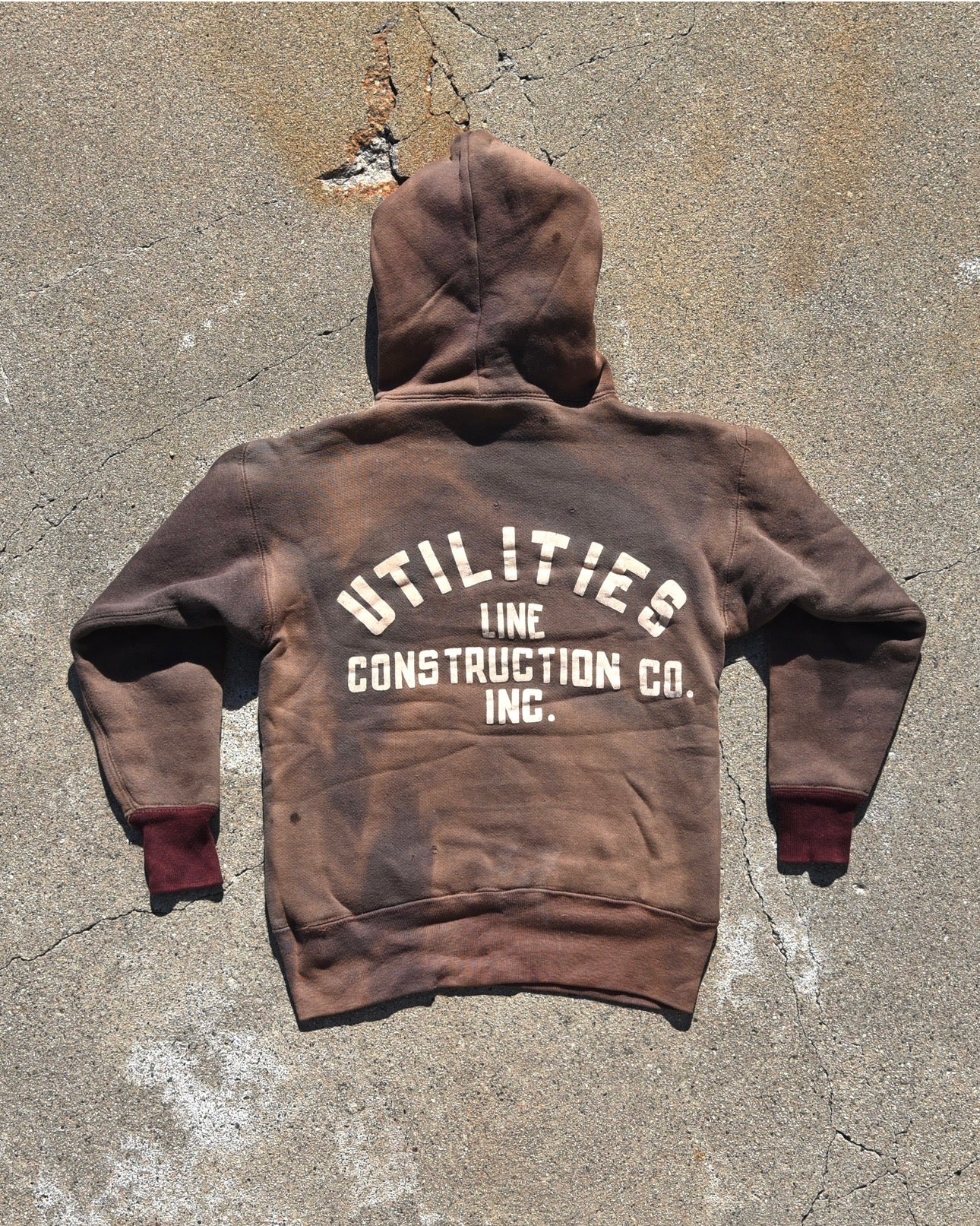 1950s Sun Faded Champion Double Face Utilities Line Construction Hoodie