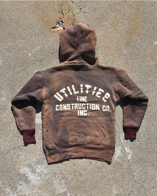 1950s Sun Faded Champion Double Face Utilities Line Construction Hoodie