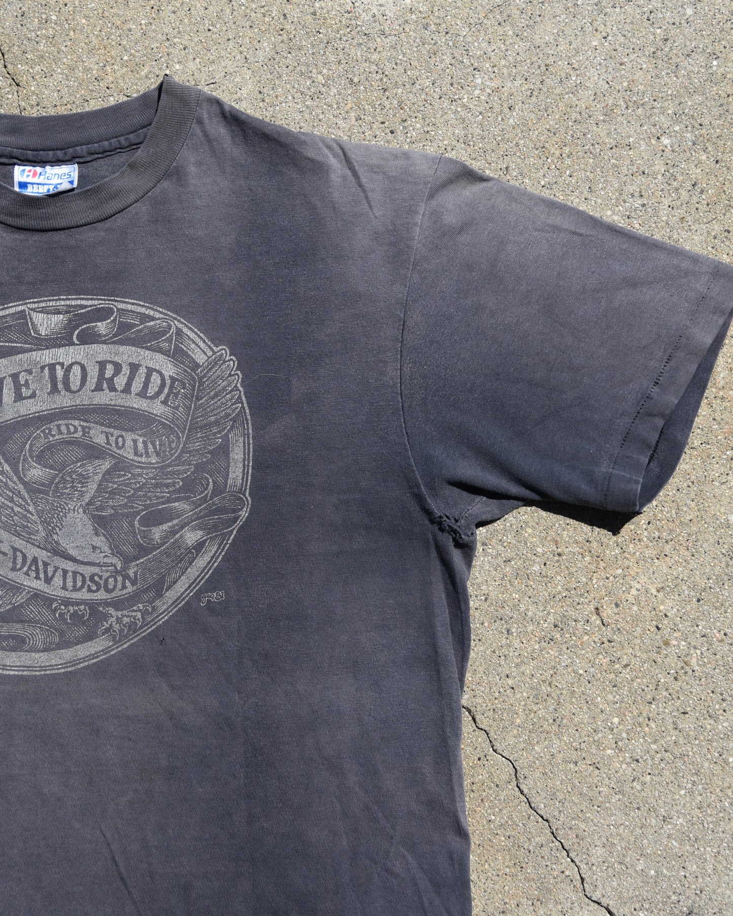1980s Sun Faded Live To Ride Harley Davidson Tshirt