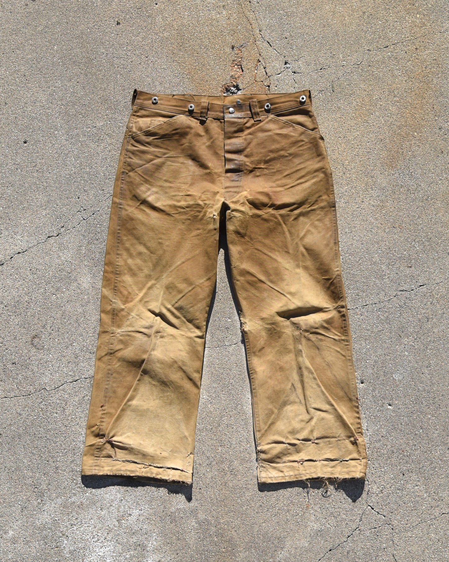 1950s Black Bear Rain-Tite Waxed Canvas Logging Pants