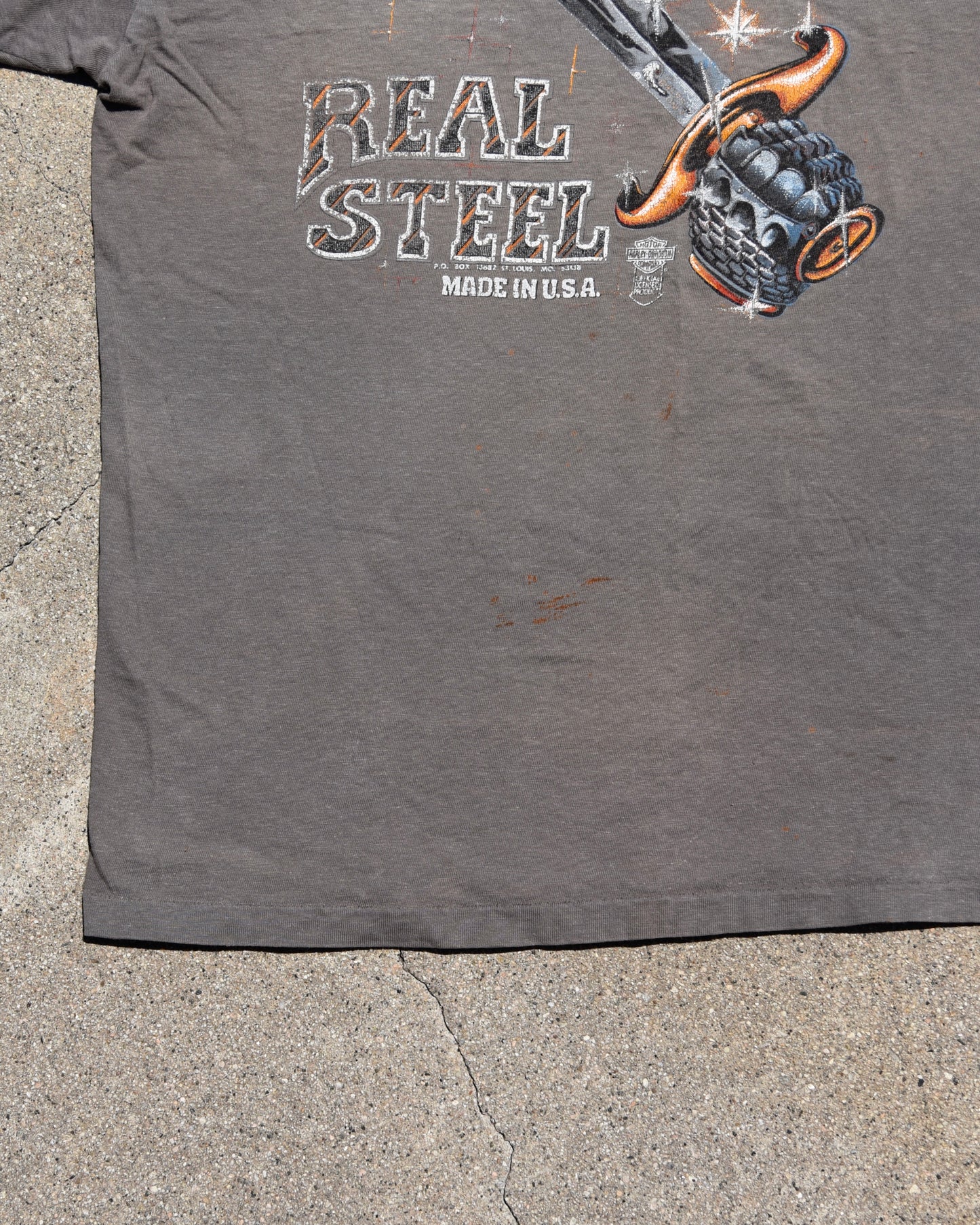 1980s Sun Faded Harley Davidson Real Steel Tshirt