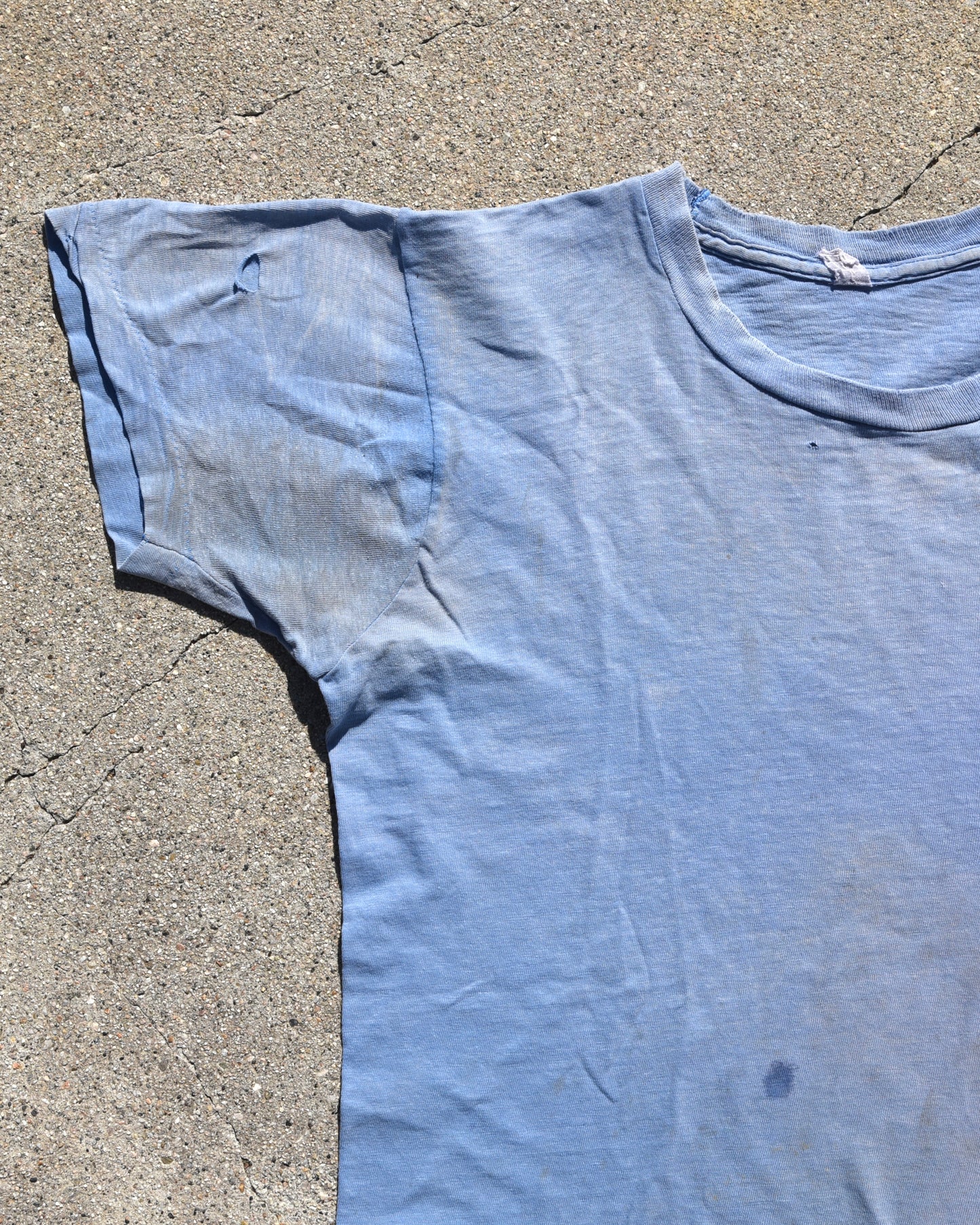 1950s Thrashed and Faded Blue Pocket Tshirt