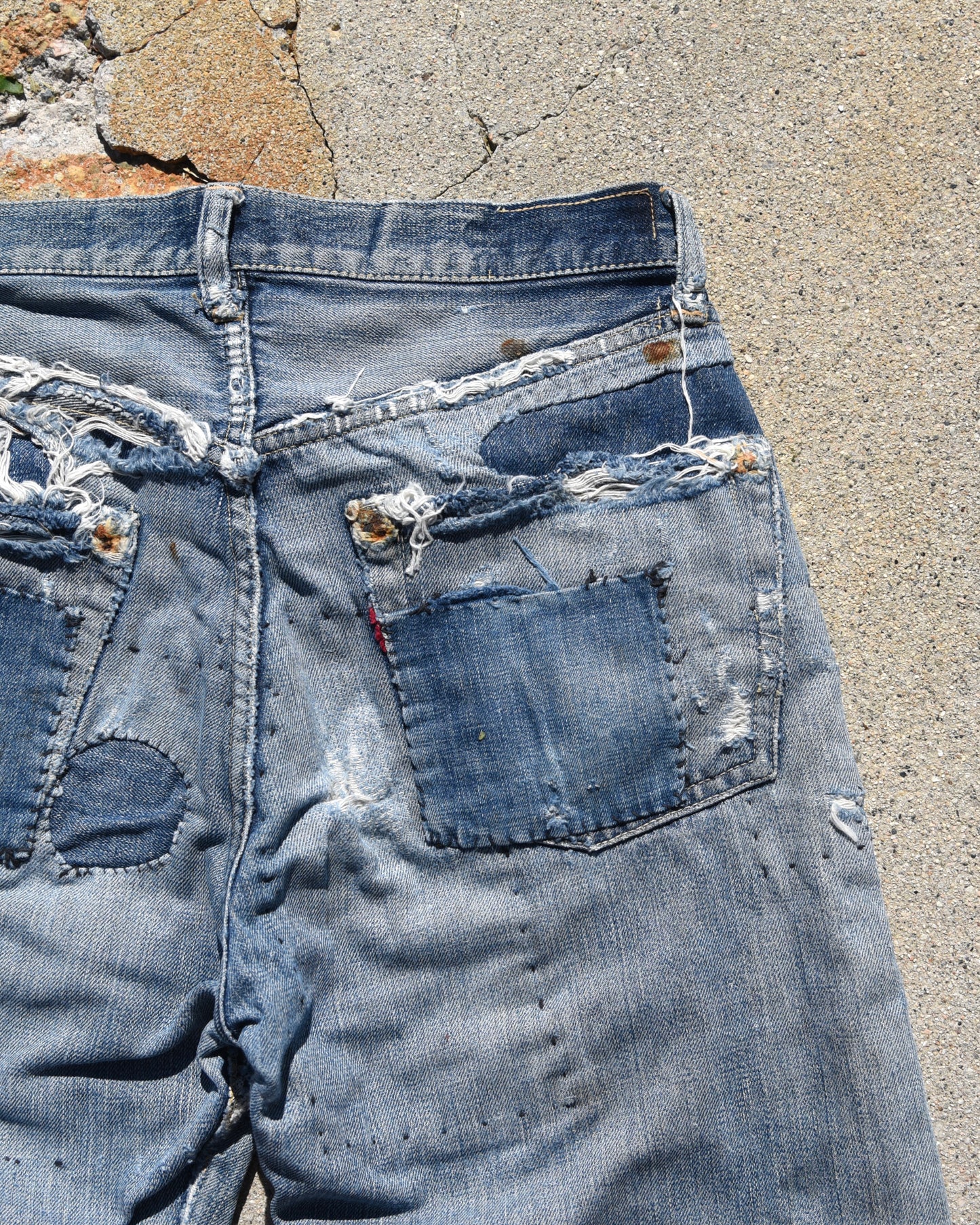 1950s Levi’s 501xx Selvedge Denim Thrashed and Repaired