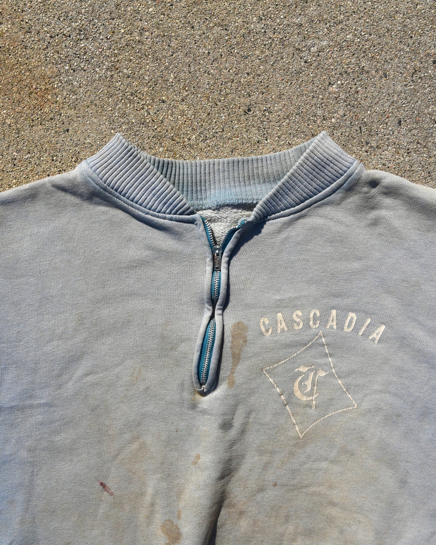1960s Cascadia Sun Faded Blue Quarter Zip Sweatshirt