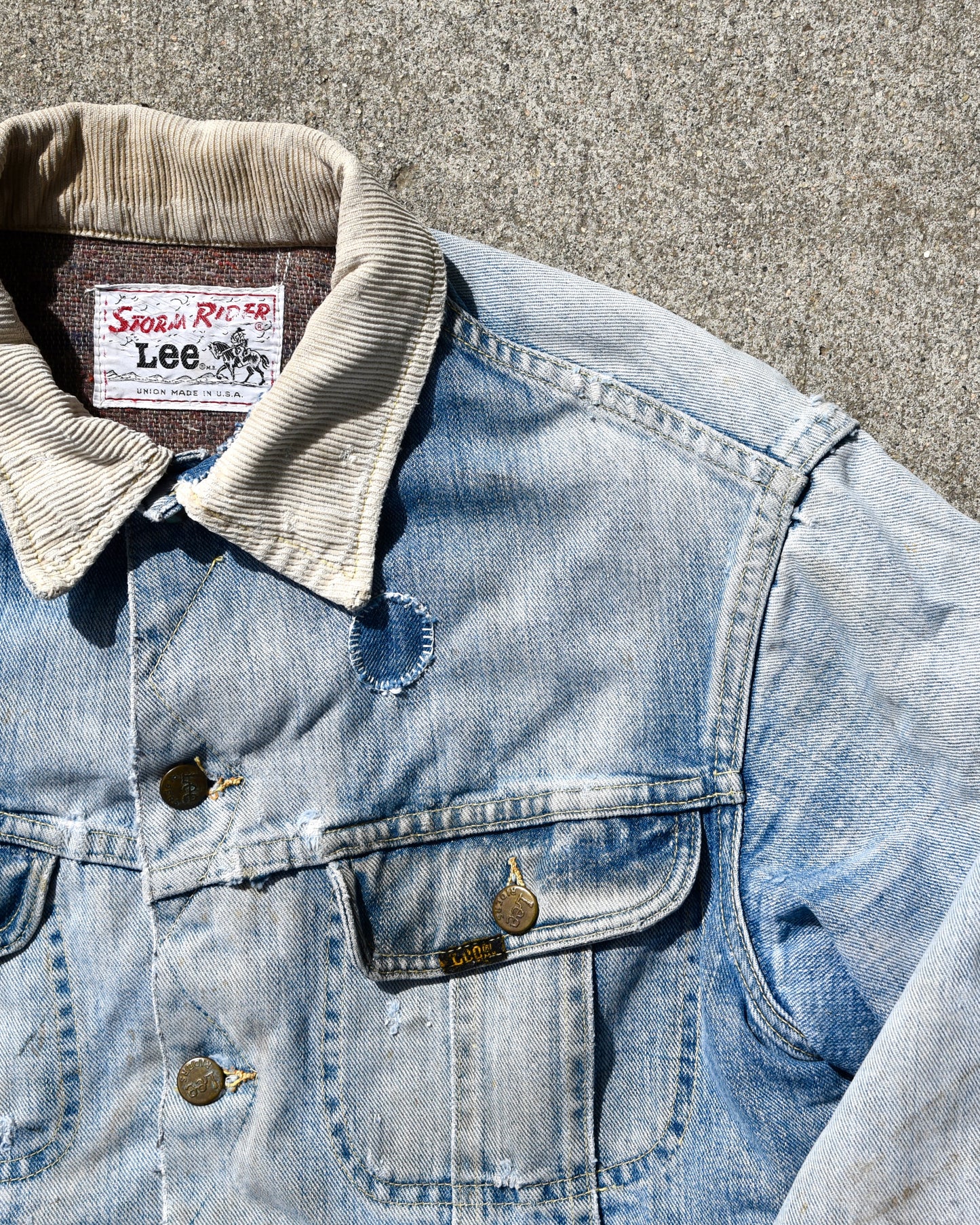 1970s Lee Storm Rider Wool Lined Denim Jacket Union Made Thrashed
