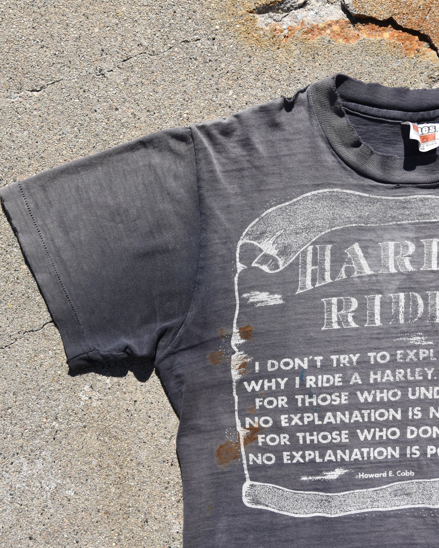 1980s Thrashed and Sun Faded Harley Rider Tshirt