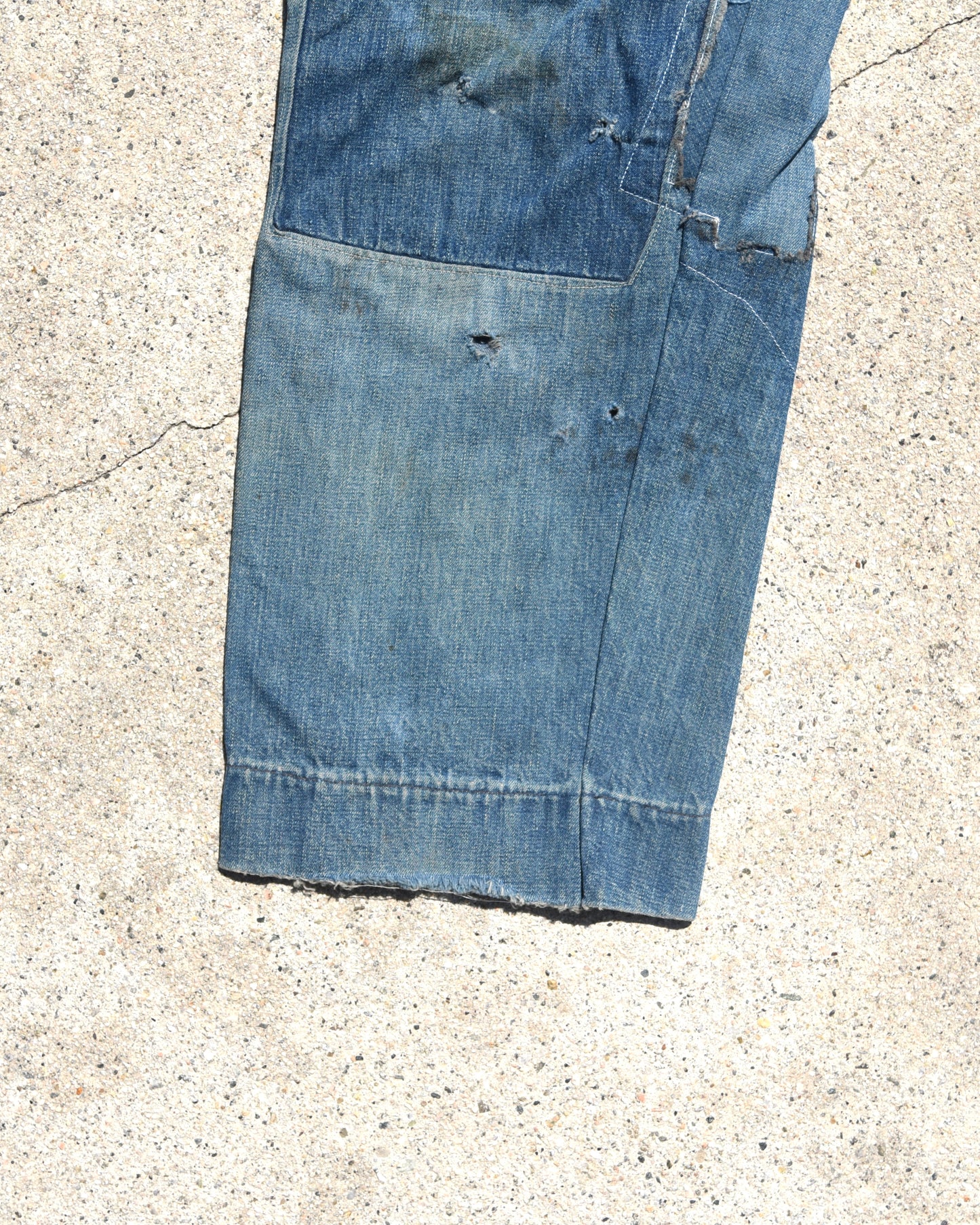 1950s Thrashed and Repaired Denim Jeans