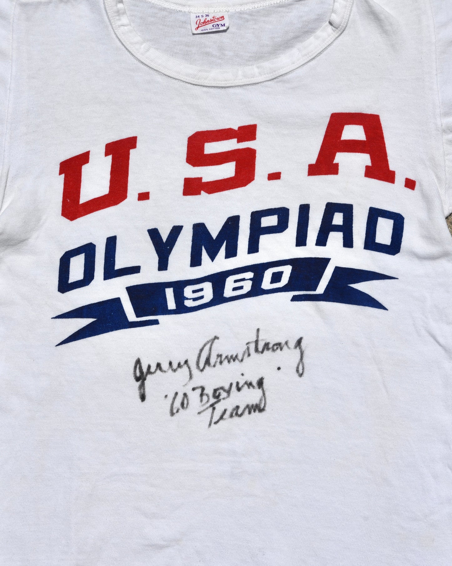 1960s USA Olympiad Tshirt - Worn & Signed by Jerry Armstrong