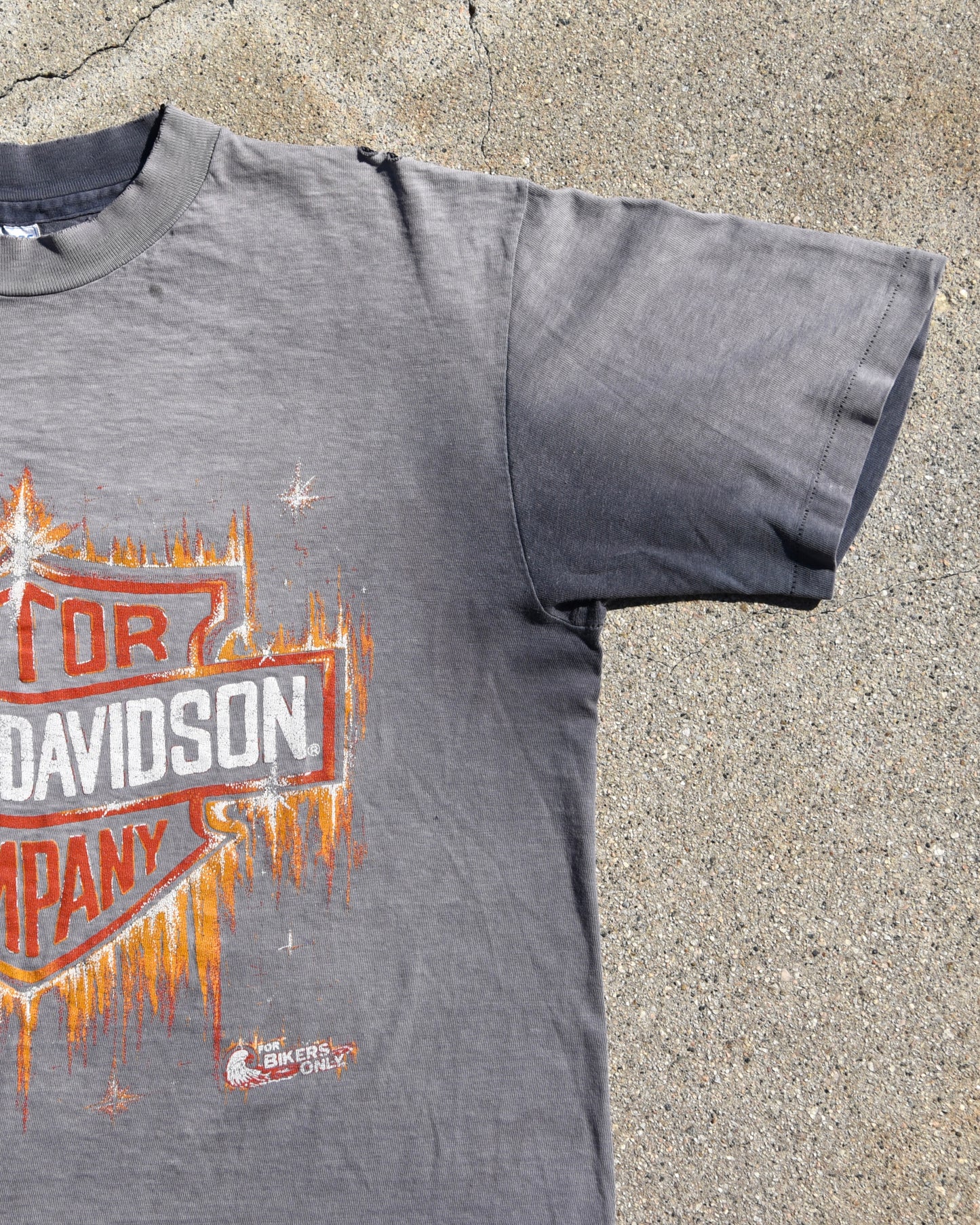 1980s Sun Faded Harley Davidson Flames Tshirt
