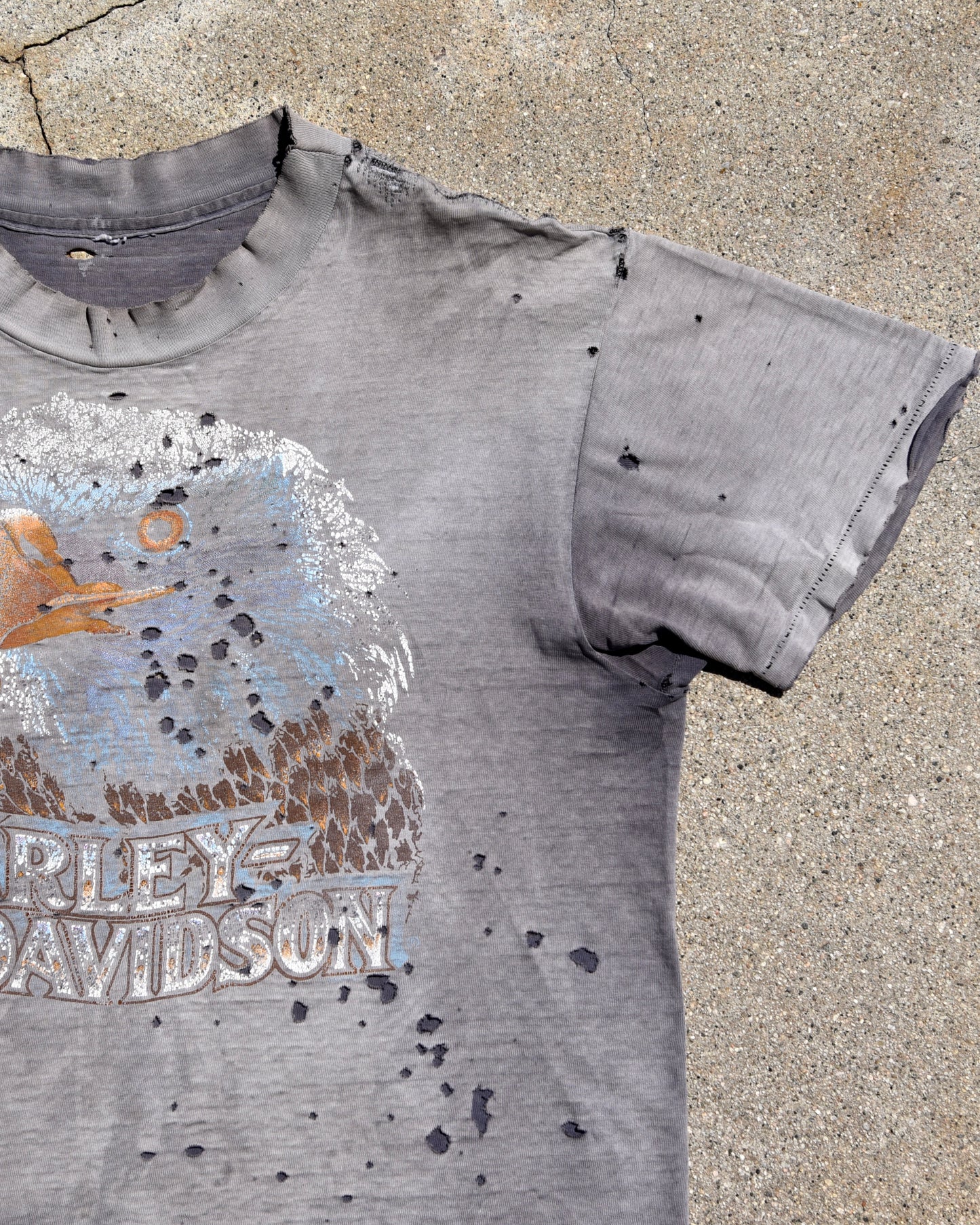 1980s Thrashed and Sun Faded Harley Davidson Eagle Tshirt