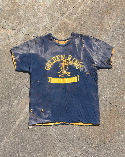 1970s Thrashed and Sun Faded Golden Ring Double Face Tshirt