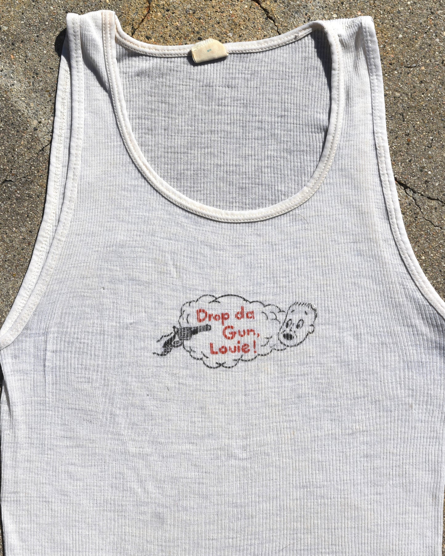 1960s Drop da Gun, Louie! Stenciled Tank Top