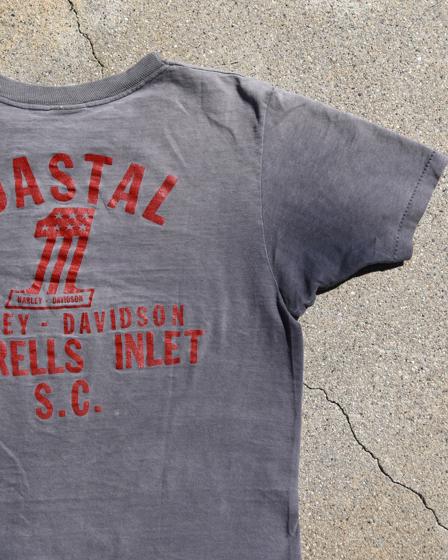 1980s Sun Faded I’d Rather Push My Harley Tshirt