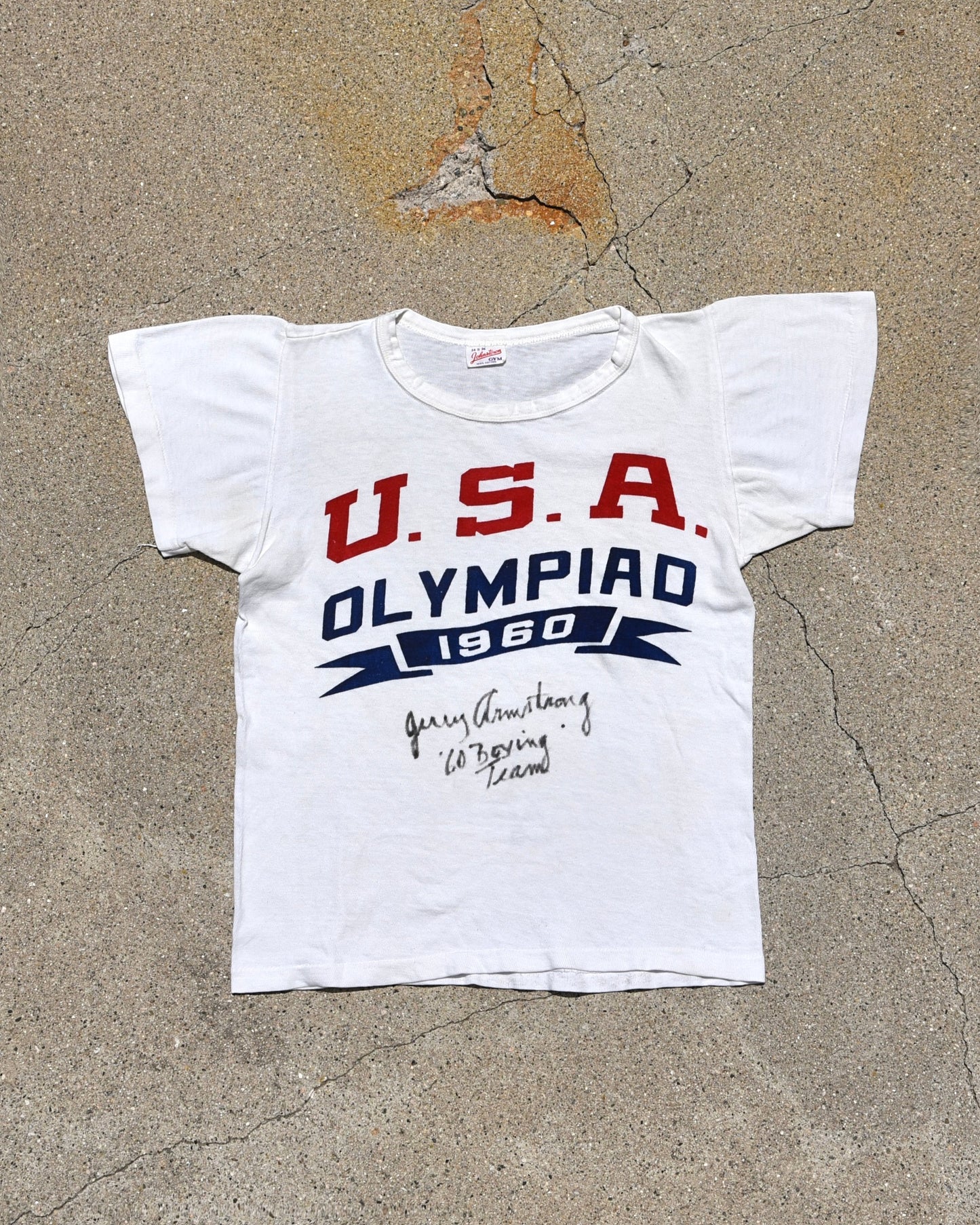 1960s USA Olympiad Tshirt - Worn & Signed by Jerry Armstrong