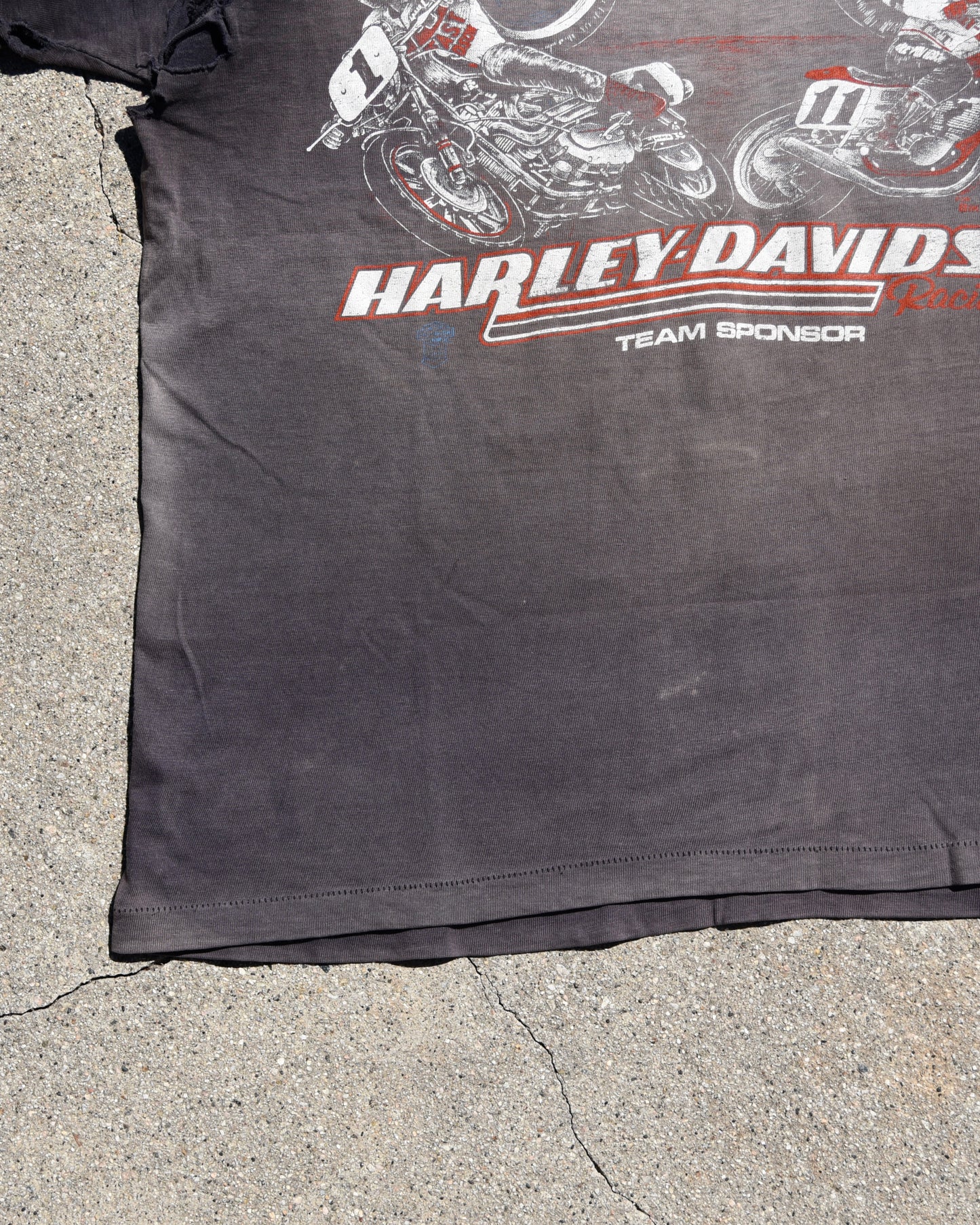1980s Sun Faded Harley Davidson Team Sponsor Tshirt